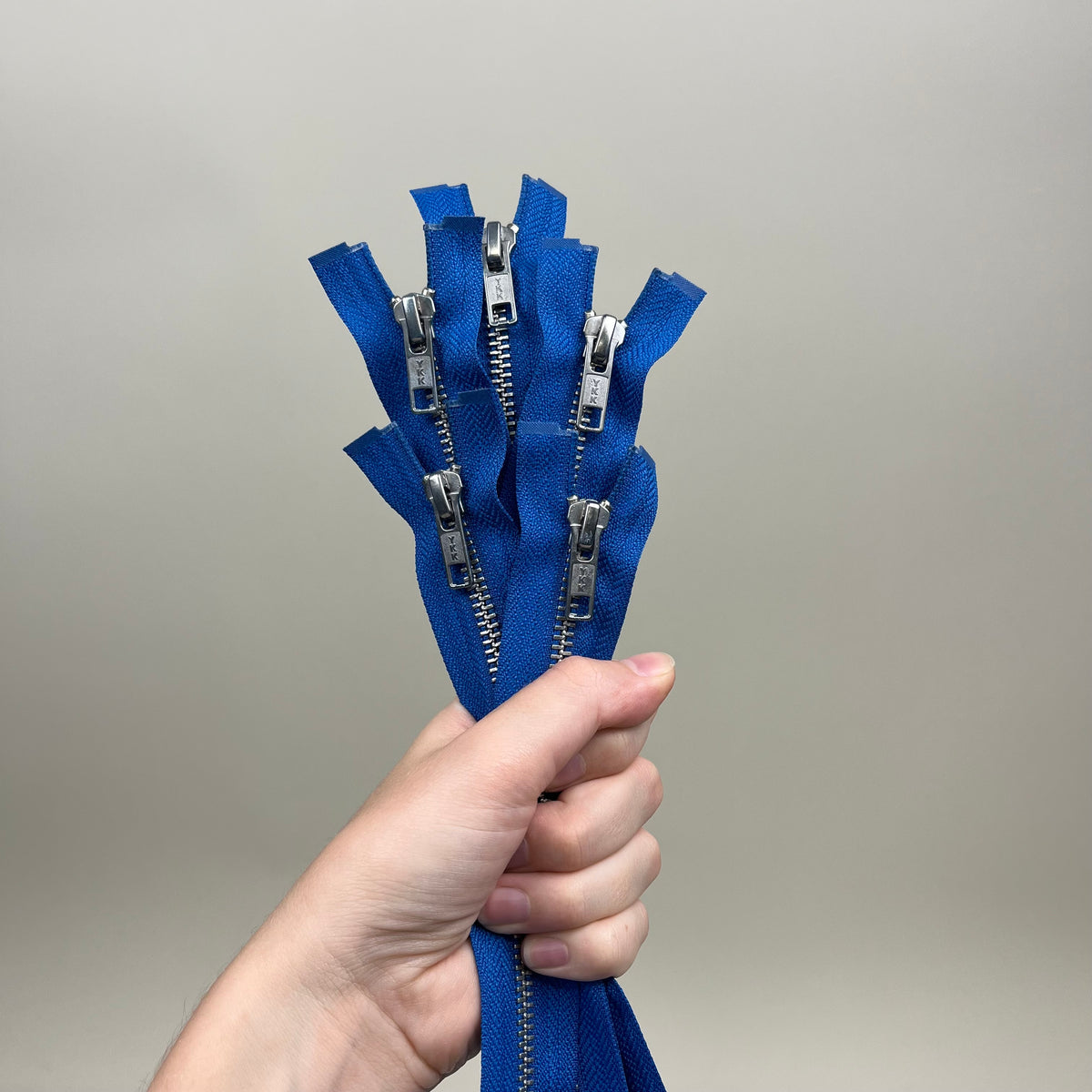 5 Separating Metal Zippers - Cobalt & Silver 26.5" (NZP0526)