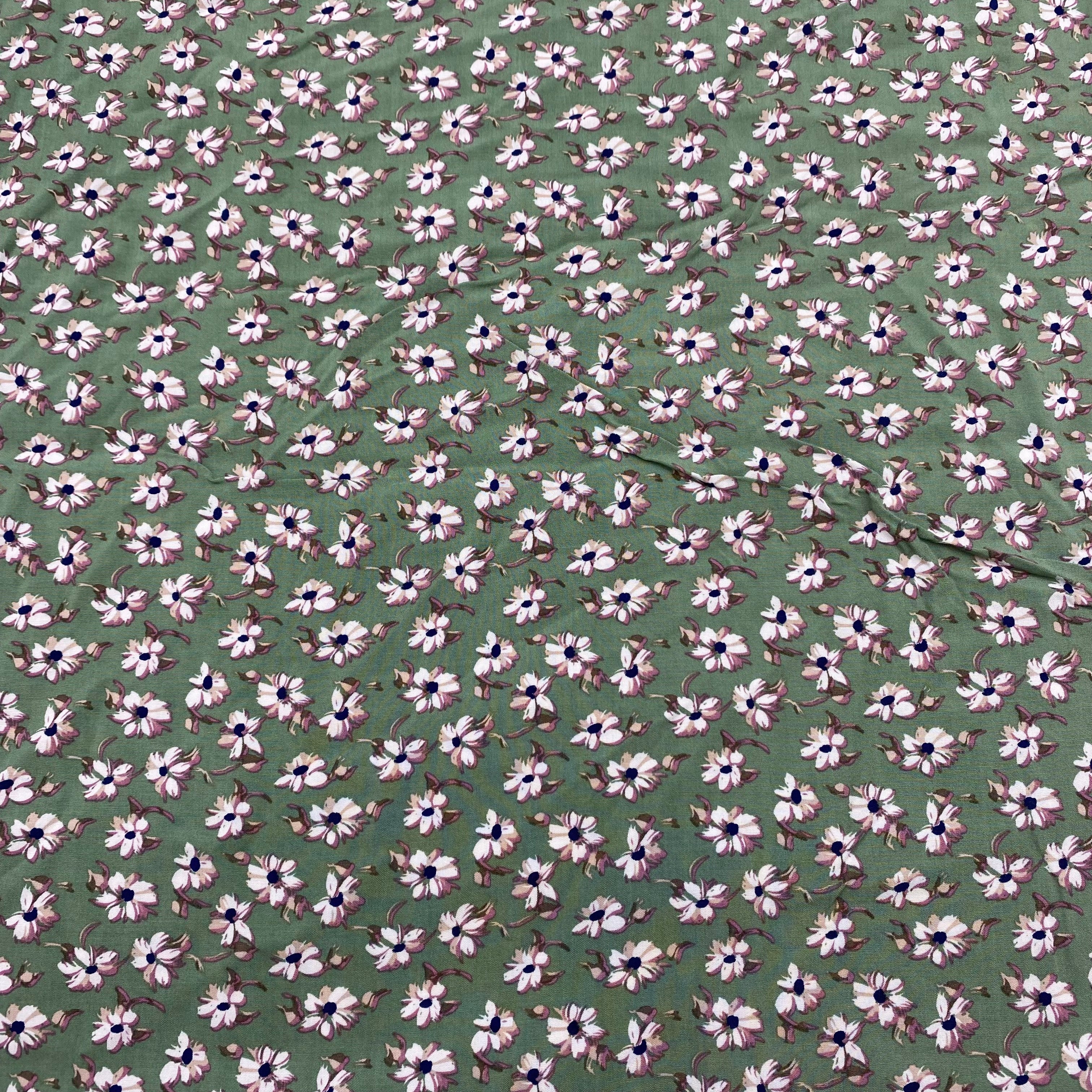 Rayon Dress Weight - Floral on Sage (WDW3358)