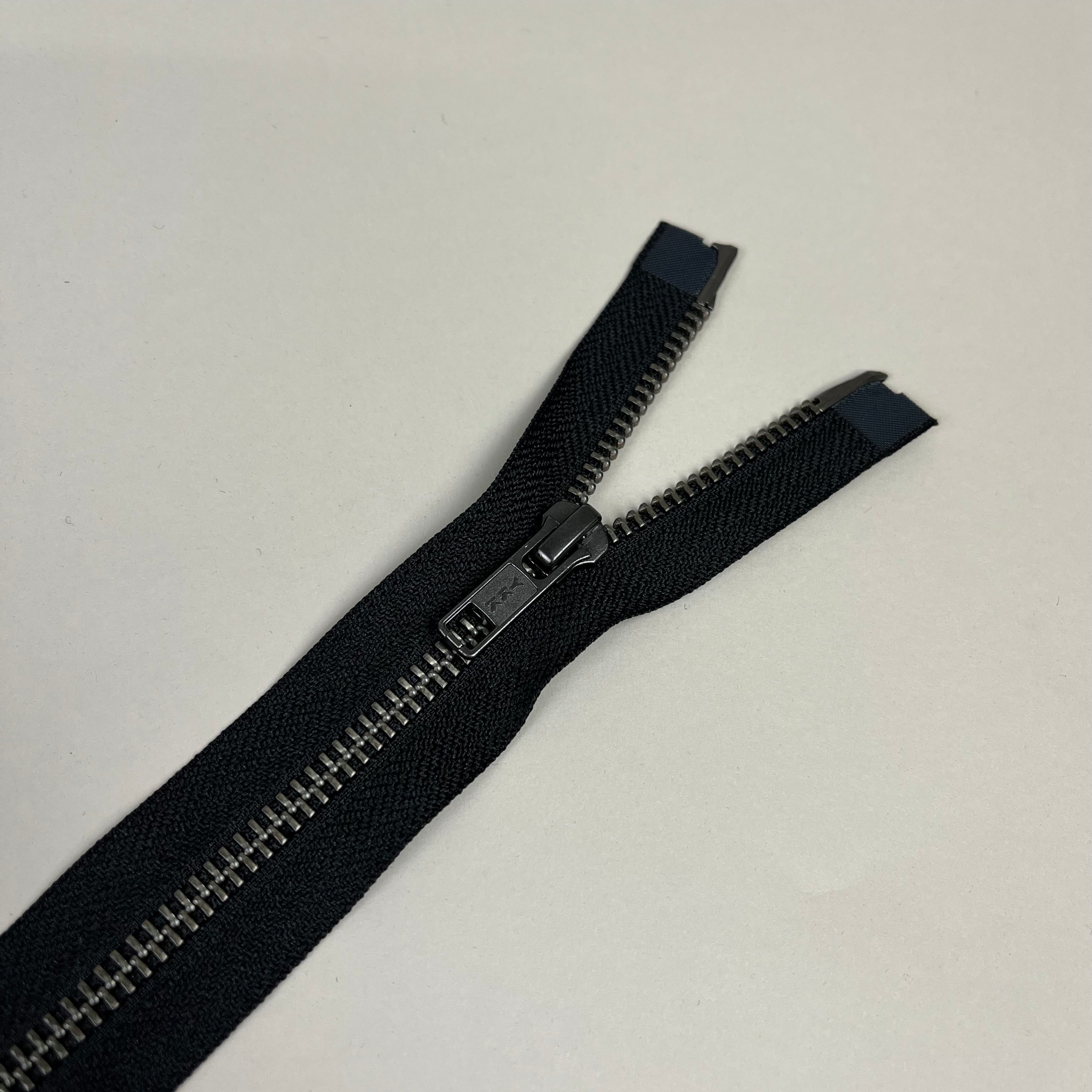Two-Way Metal Zipper - Black & Antique Silver 31.5" (NZP0414)