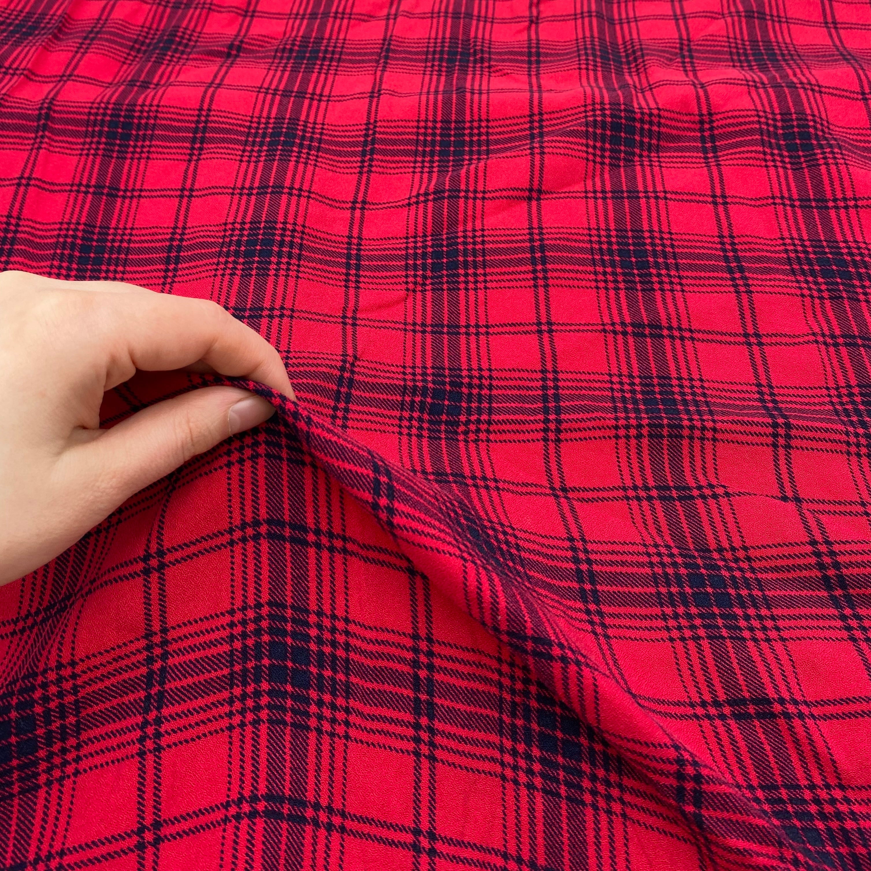 Stretch Rayon Dress Weight - Cherry Plaid (WDW3363)