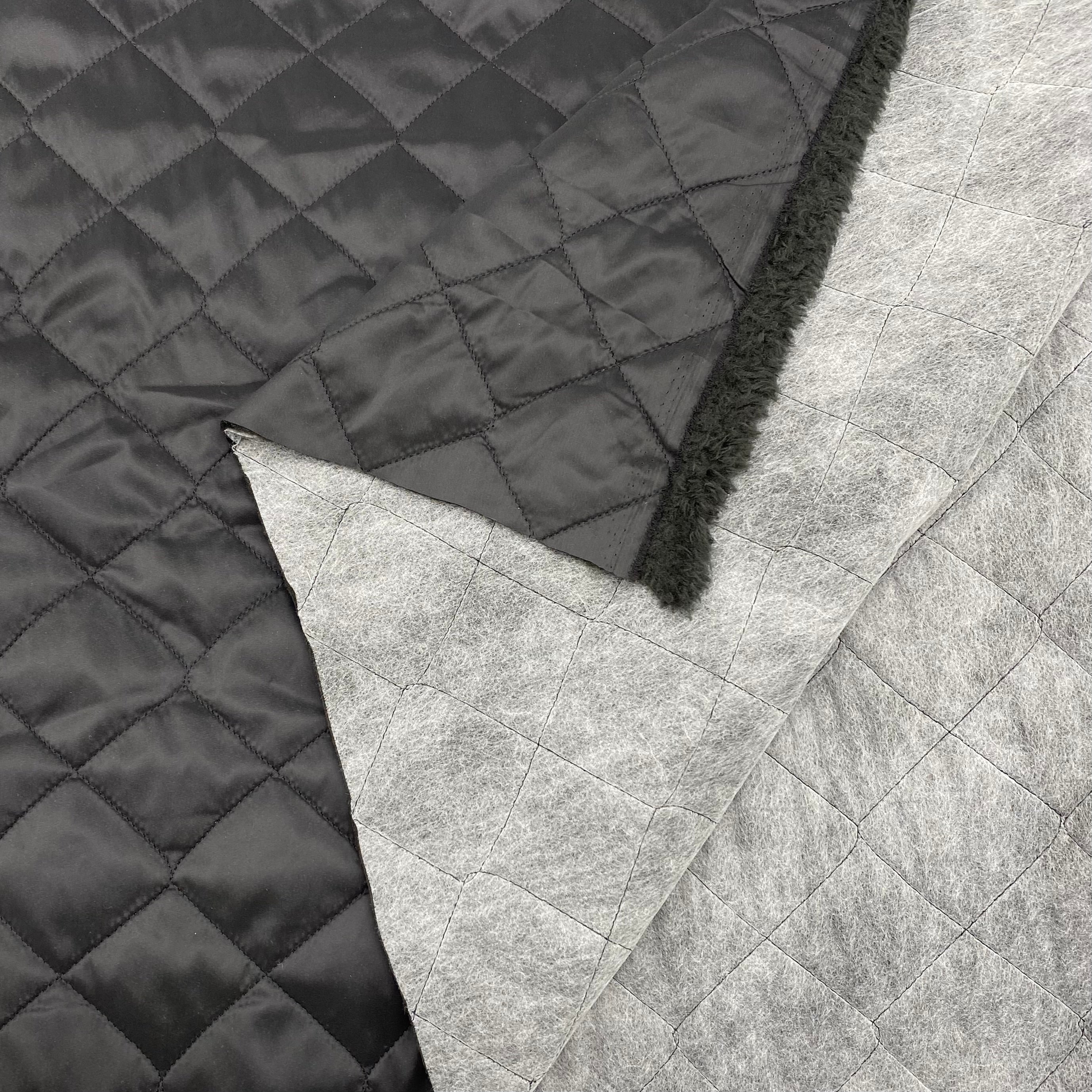 Quilted Coat Lining - Black (WLN0024)