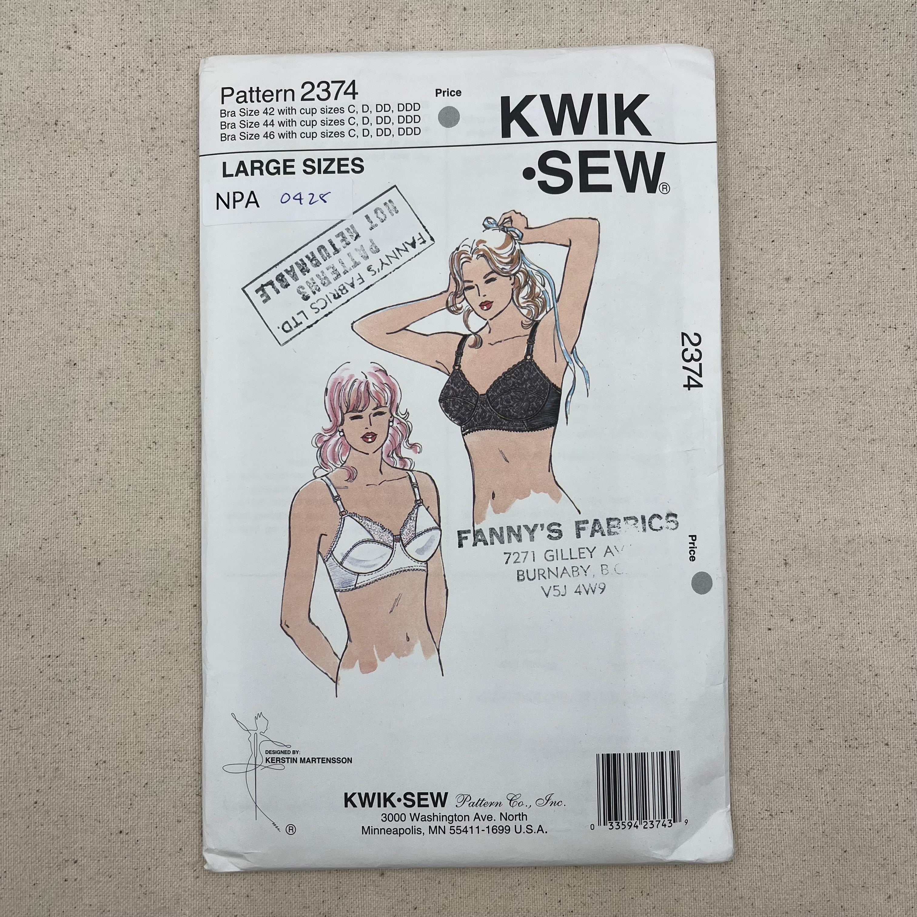 Kwik Sew Pattern - 2374 Bra (NPA0425)