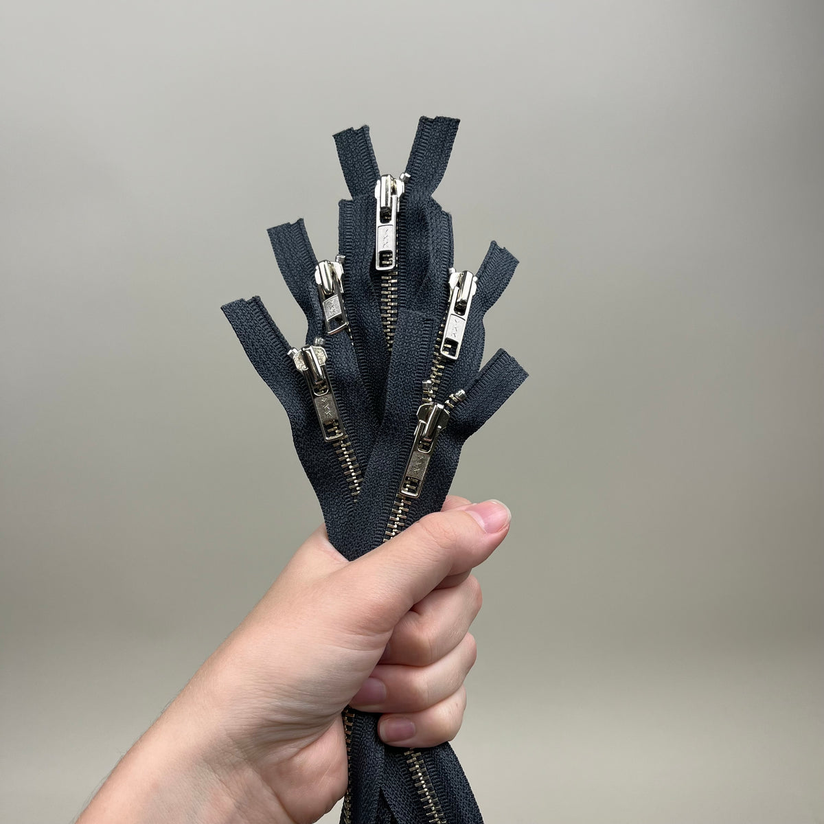 5 Separating Metal Zippers - Deep Grey & Gold/Silver 26.5" (NZP0484)
