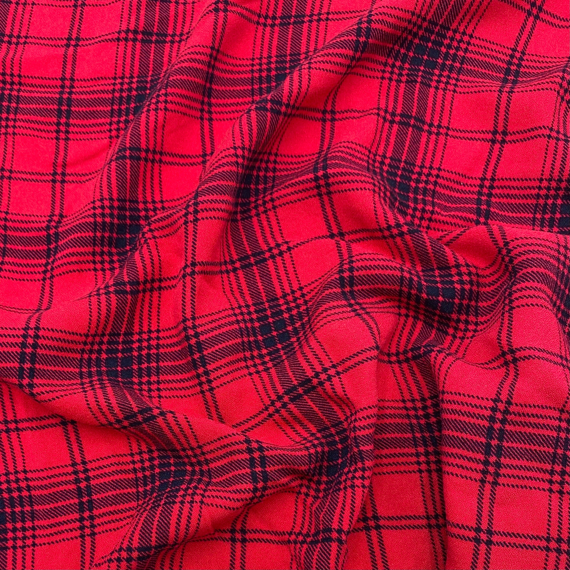 Stretch Rayon Dress Weight - Cherry Plaid (WDW3363)