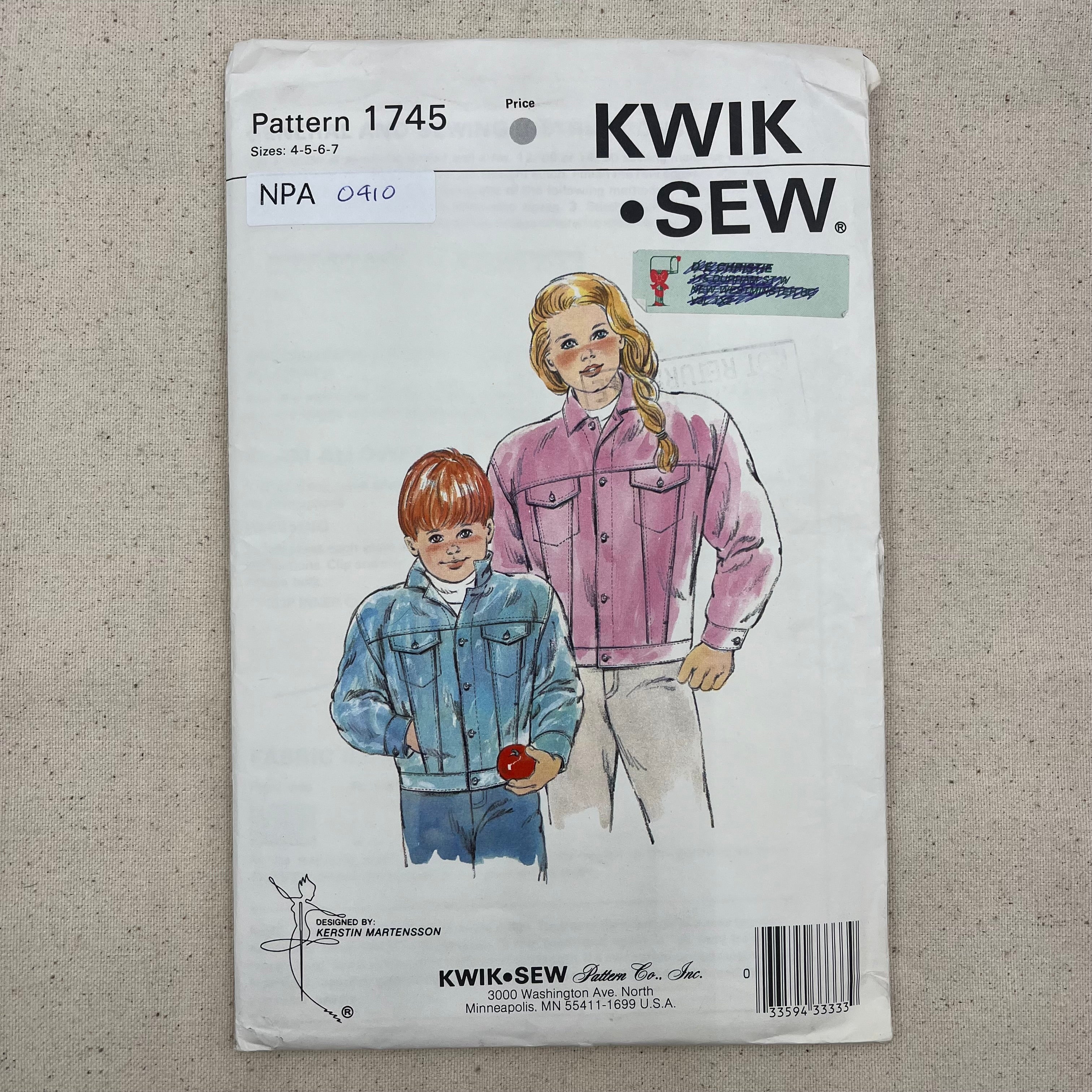 Kwik Sew Pattern - 1745 Kids Jean Jacket (NPA0410)