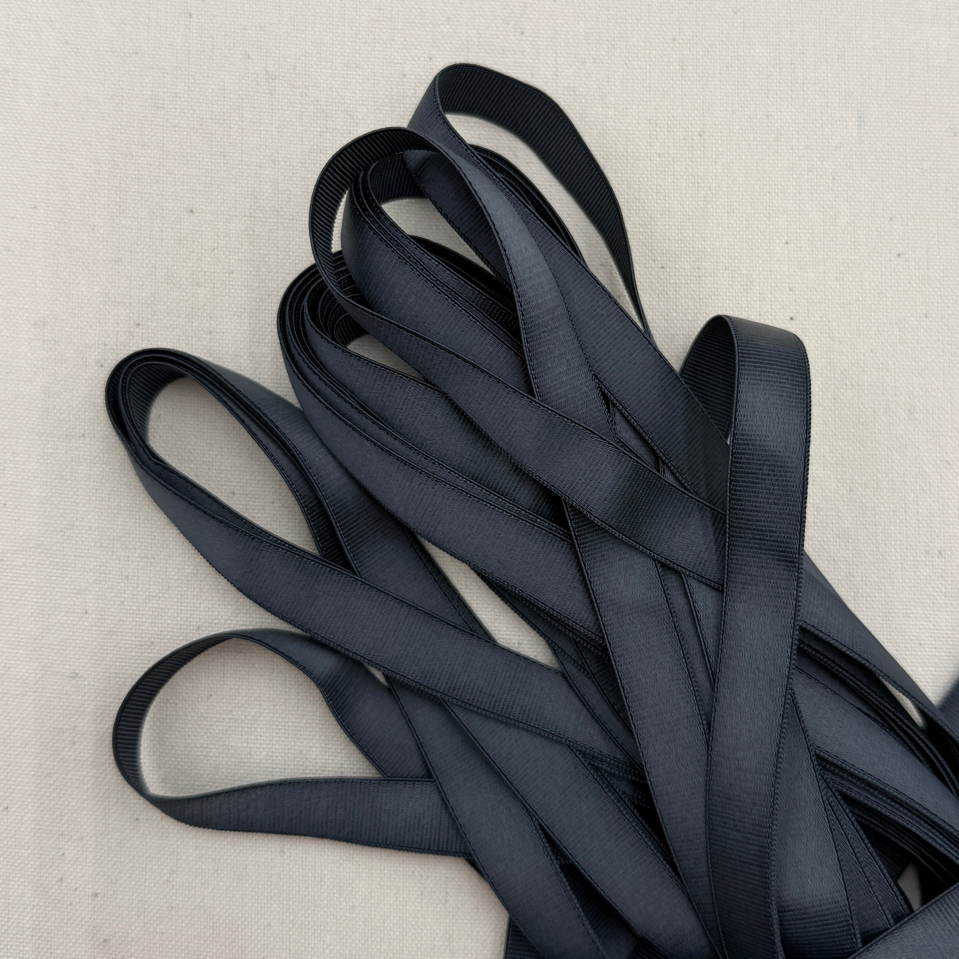Satin Grosgrain Bra Strap Elastic - Graphite, 10m (NEL0184)