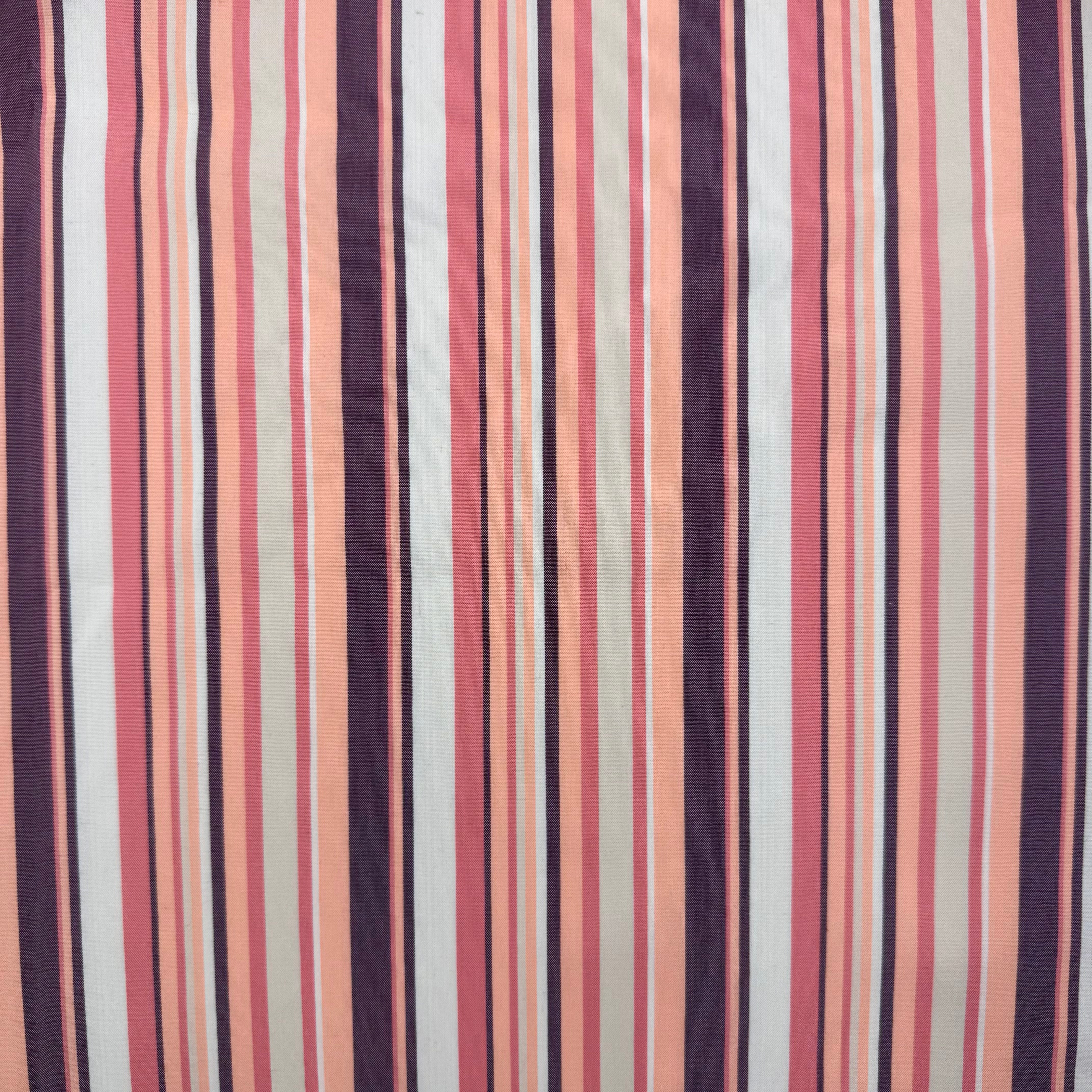 Stretch Cotton Shirting - Peach & Brown Stripes (WDW3639)
