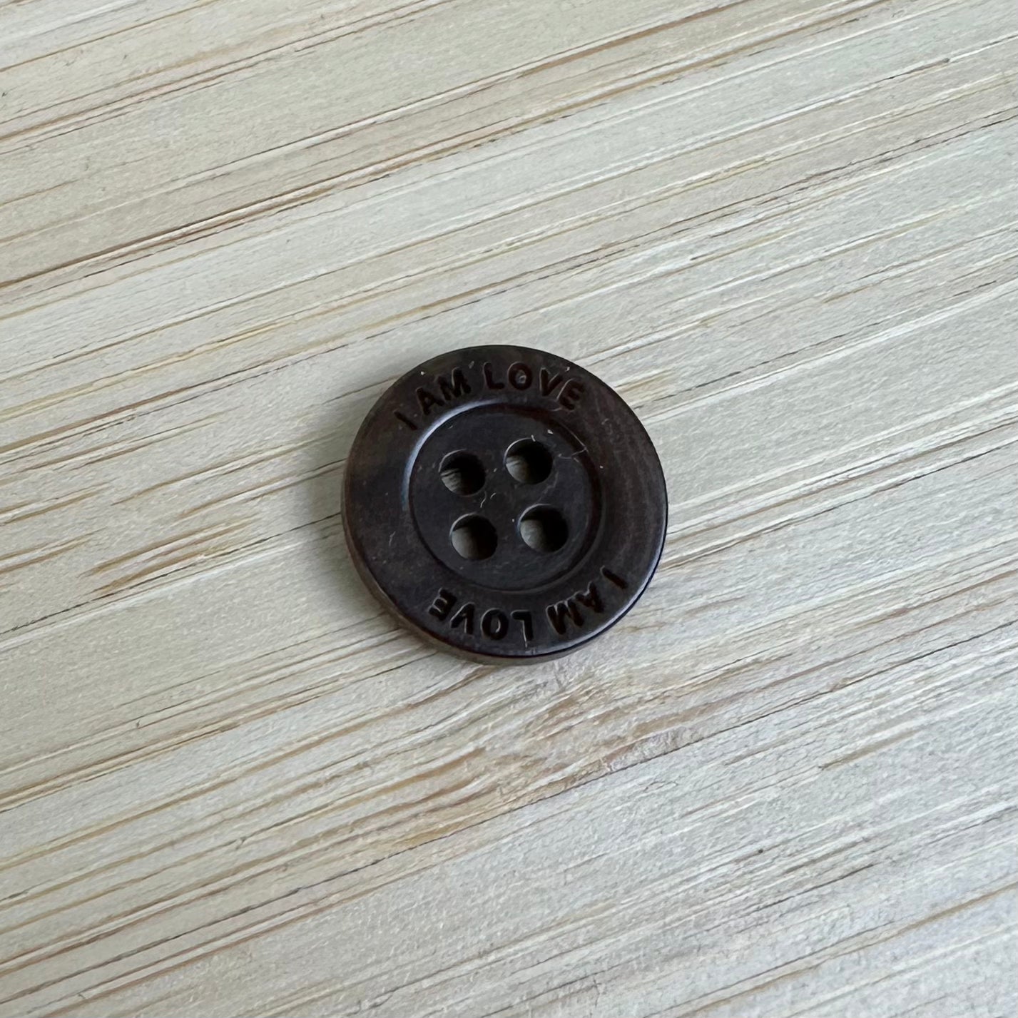 Plastic Buttons - "I am Love" Brown - 20 Pack (NBU0044)