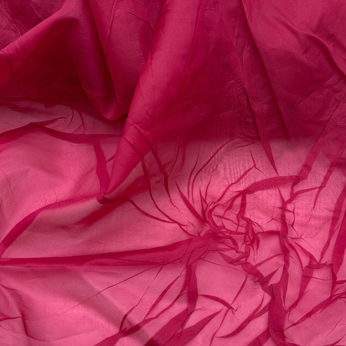 100% Silk Organza with Pressed Rosettes - Fuchsia (WFY0510)