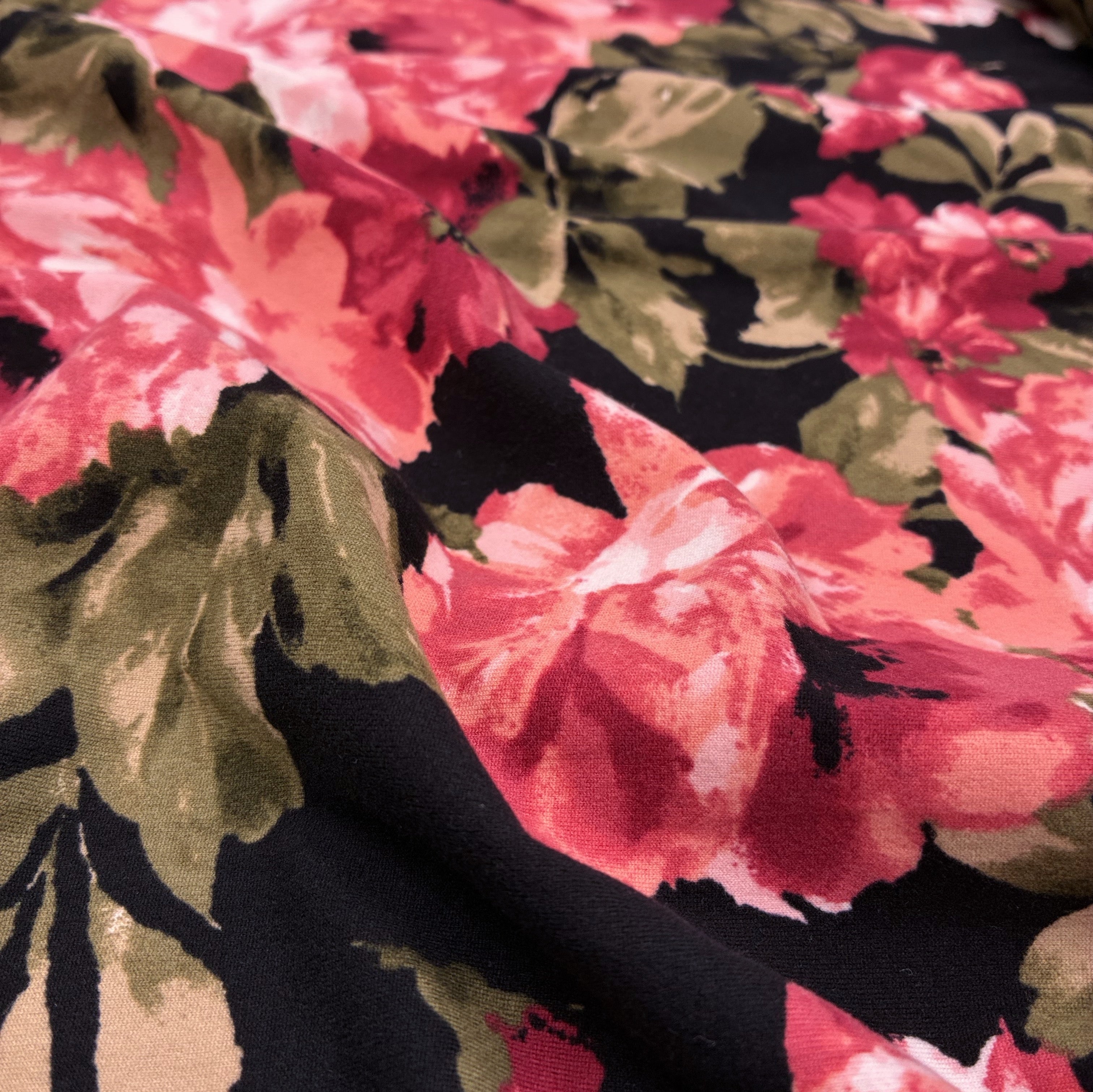 Cotton Blend Jersey - Midnight Rose (KJE1455)