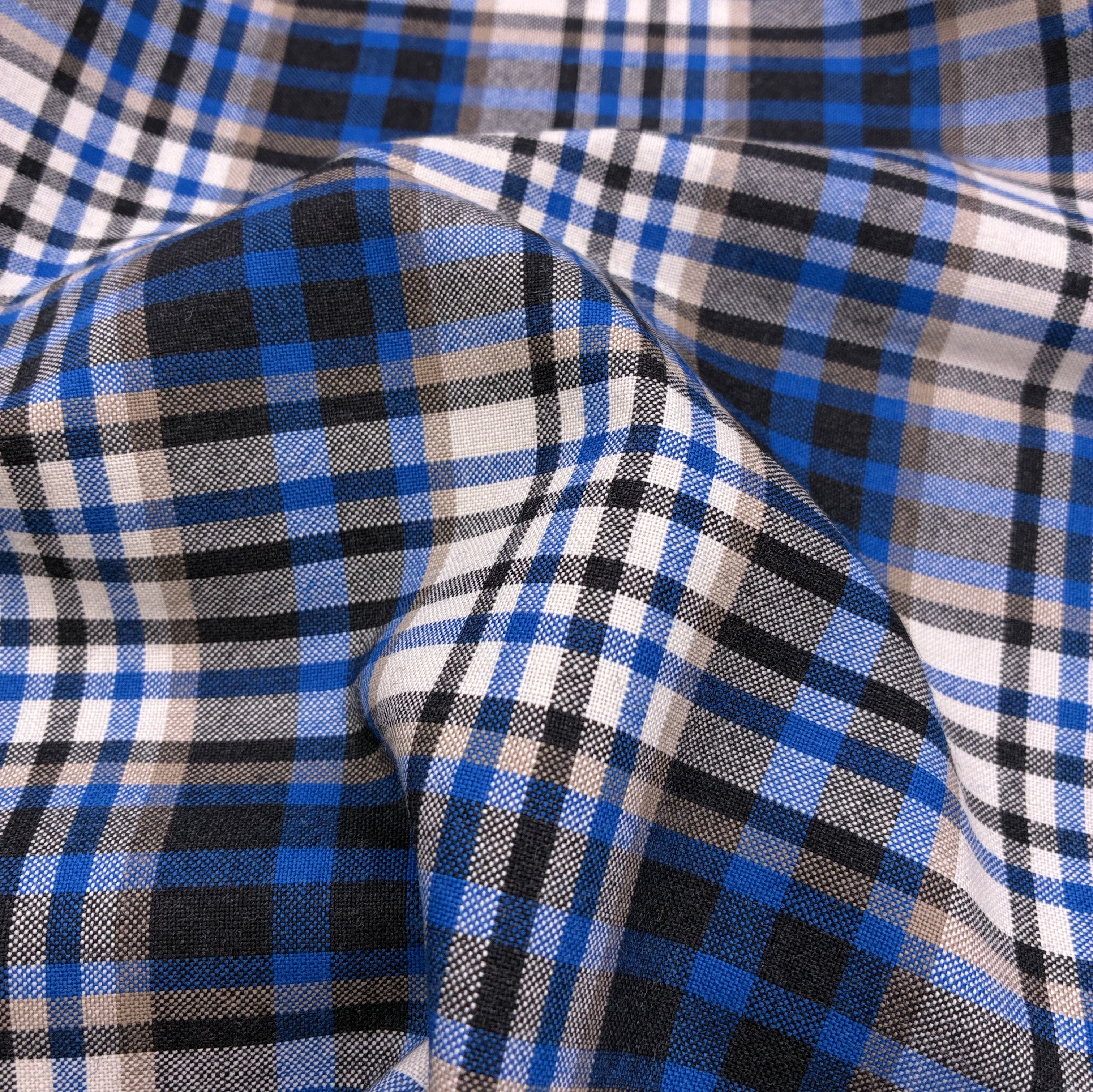Wool Plaid Shirting - Blue & Black (WDW3409)