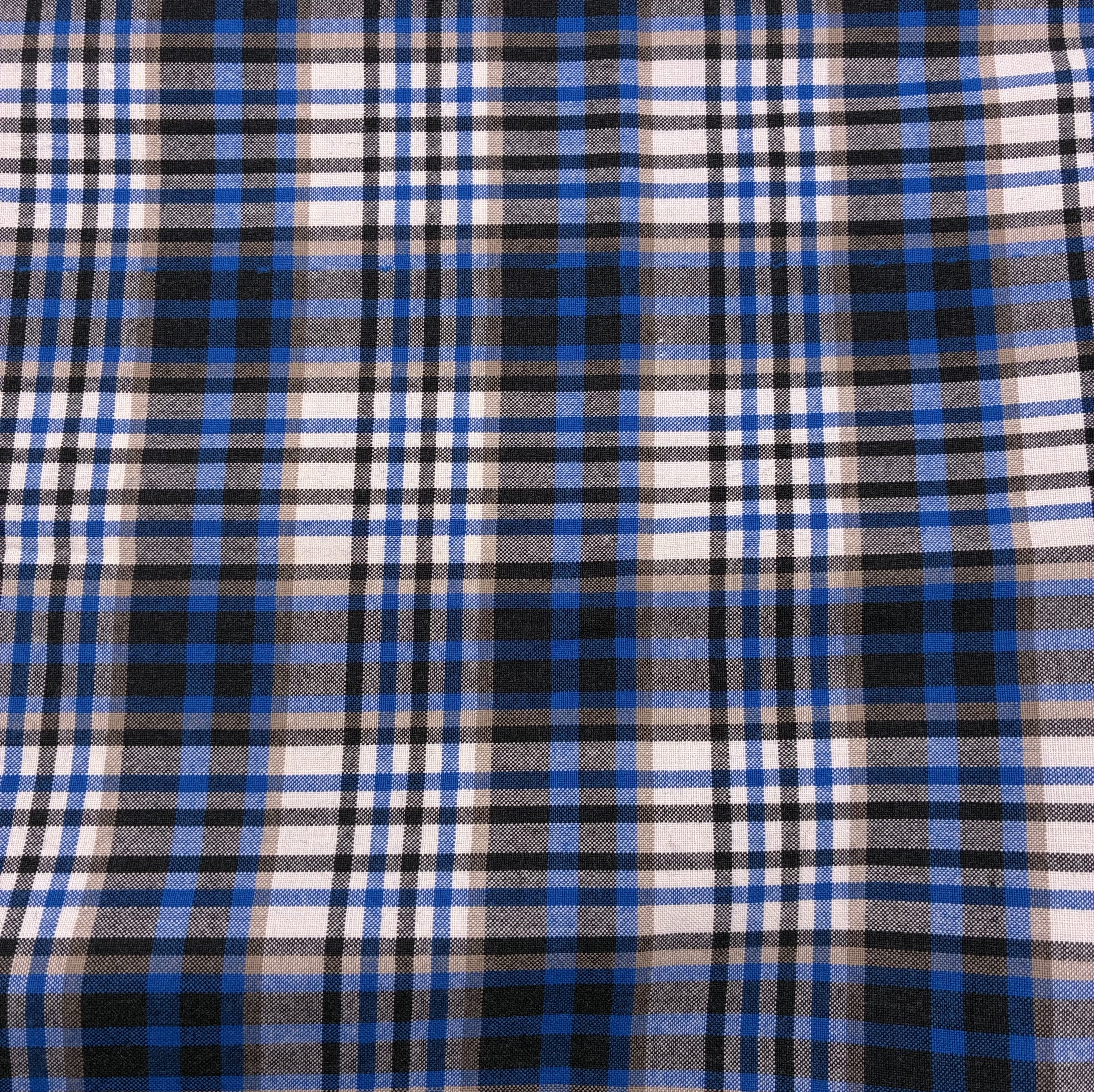Wool Plaid Shirting - Blue & Black (WDW3409)