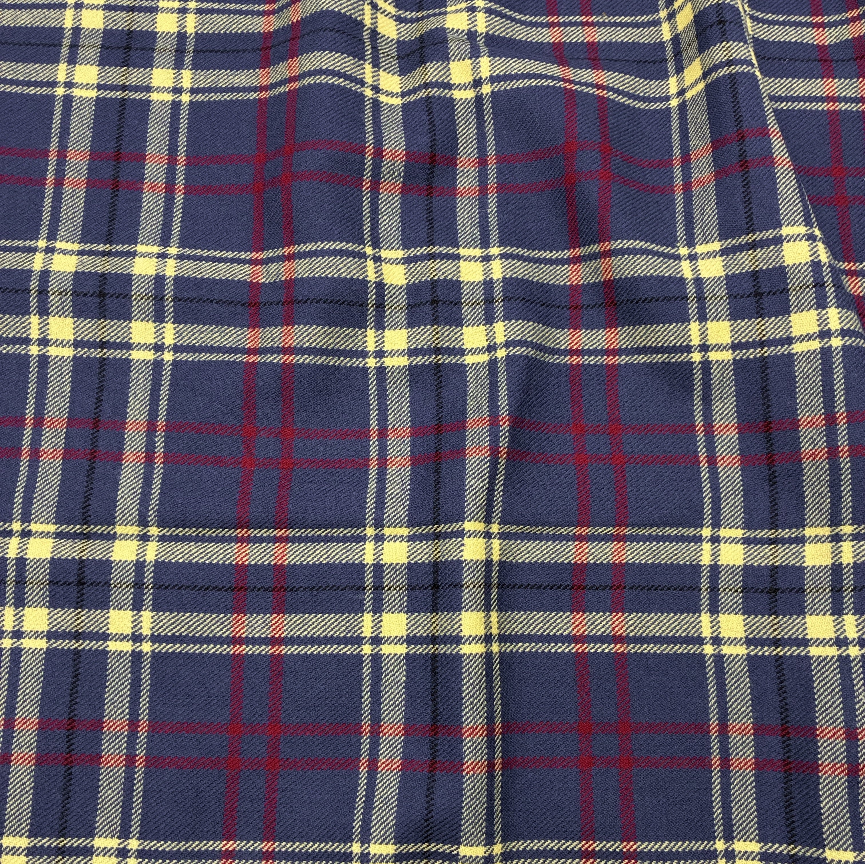 Wool Plaid Suiting - Blue & Yellow (WSW0728)