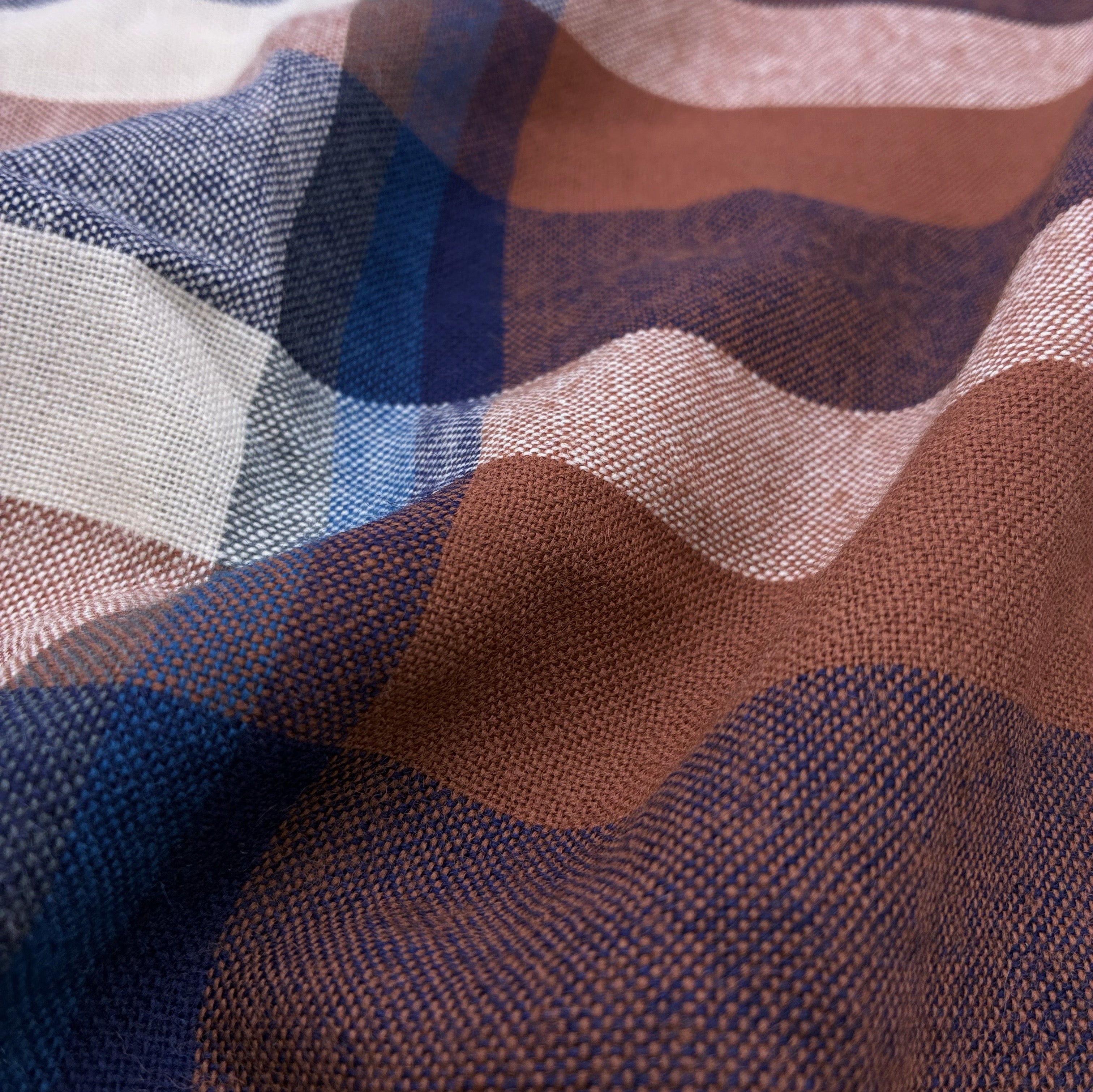 Plaid Wool Suiting - Brown & Blue (WSW0736)