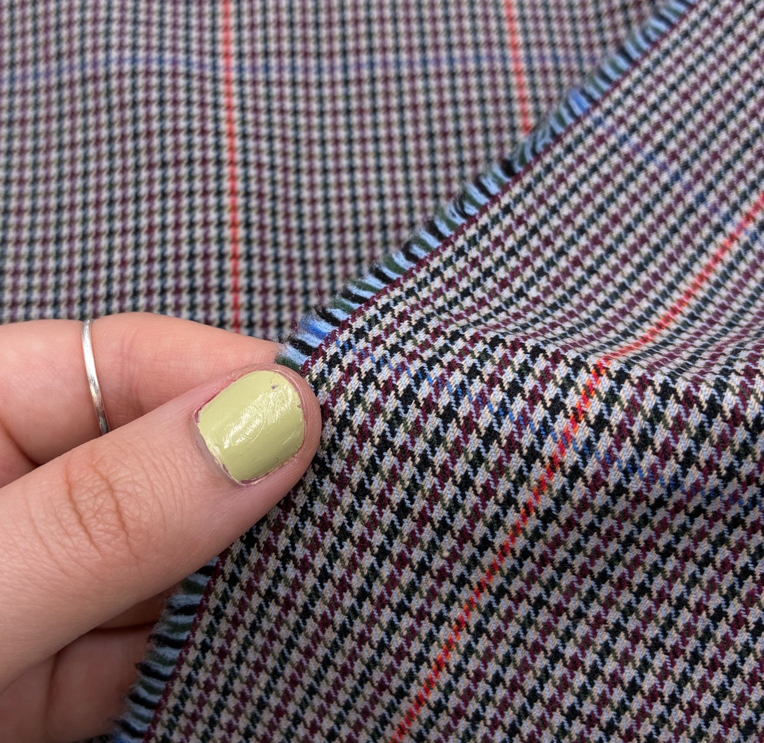 Houndstooth Wool Blend Suiting - Brown (WSW0738)