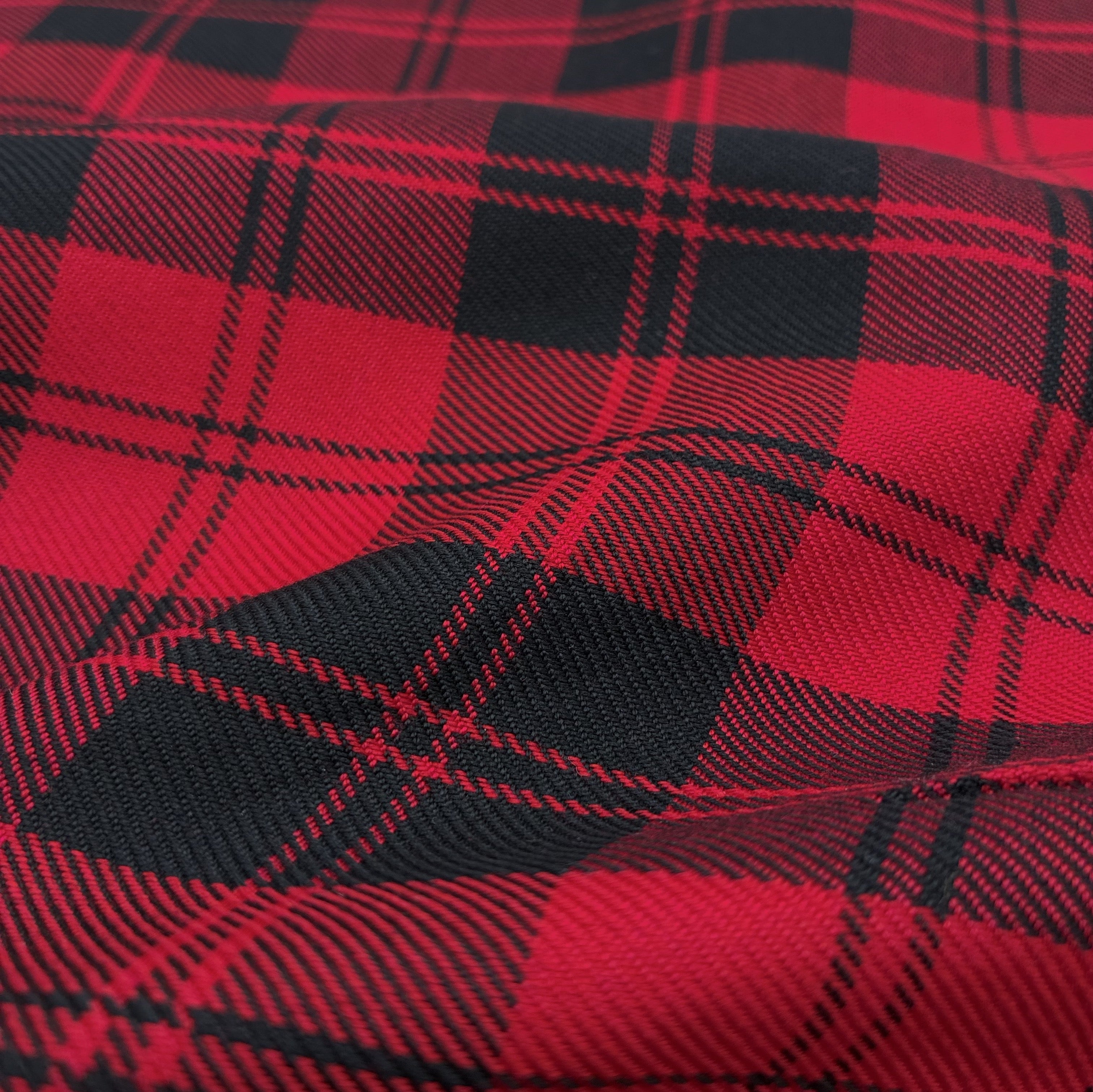 Plaid Wool Blend Suiting - Red (WSW0741)
