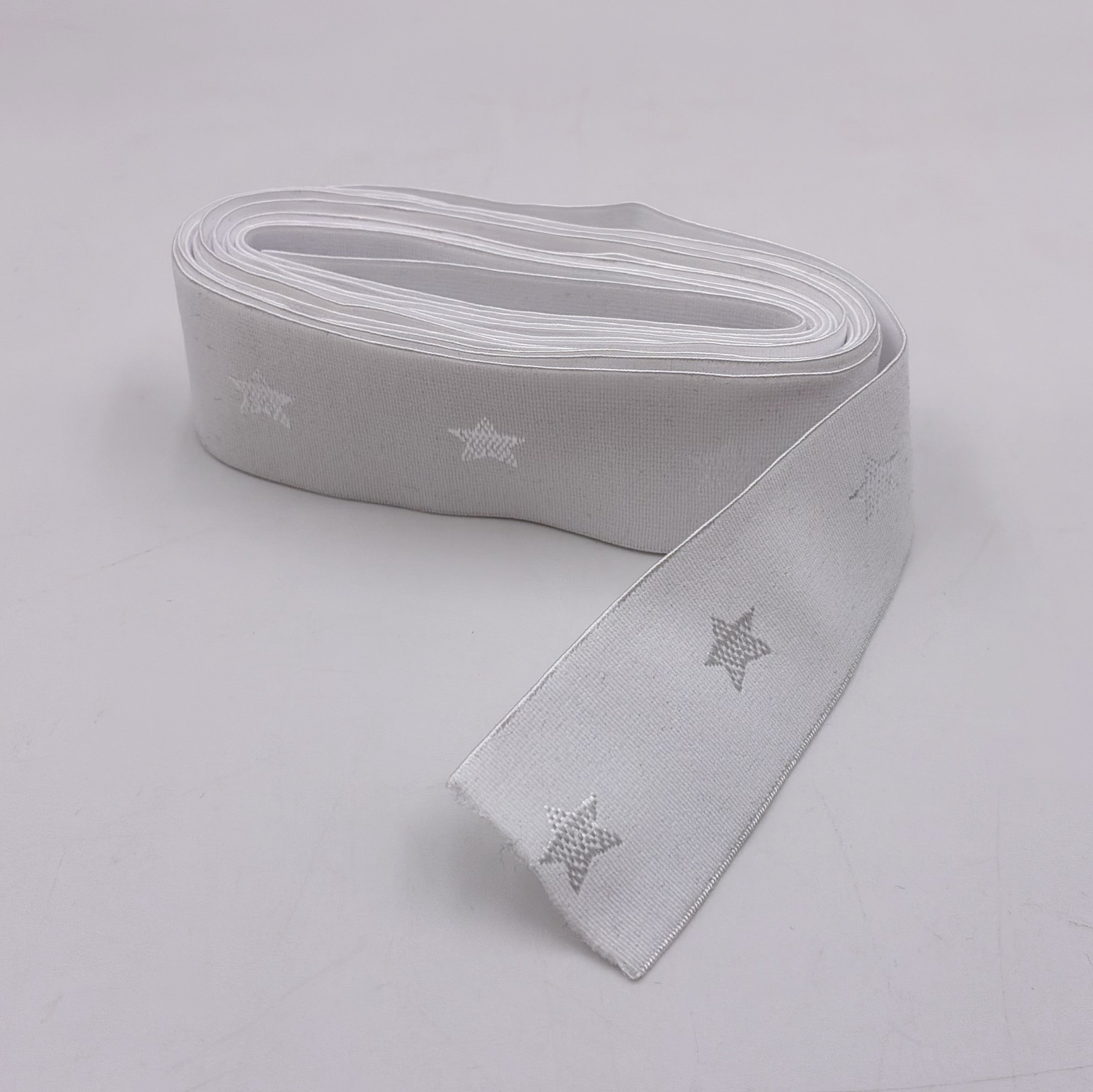 38mm Waistband Elastic - White Stars, 3m (NEL0210)