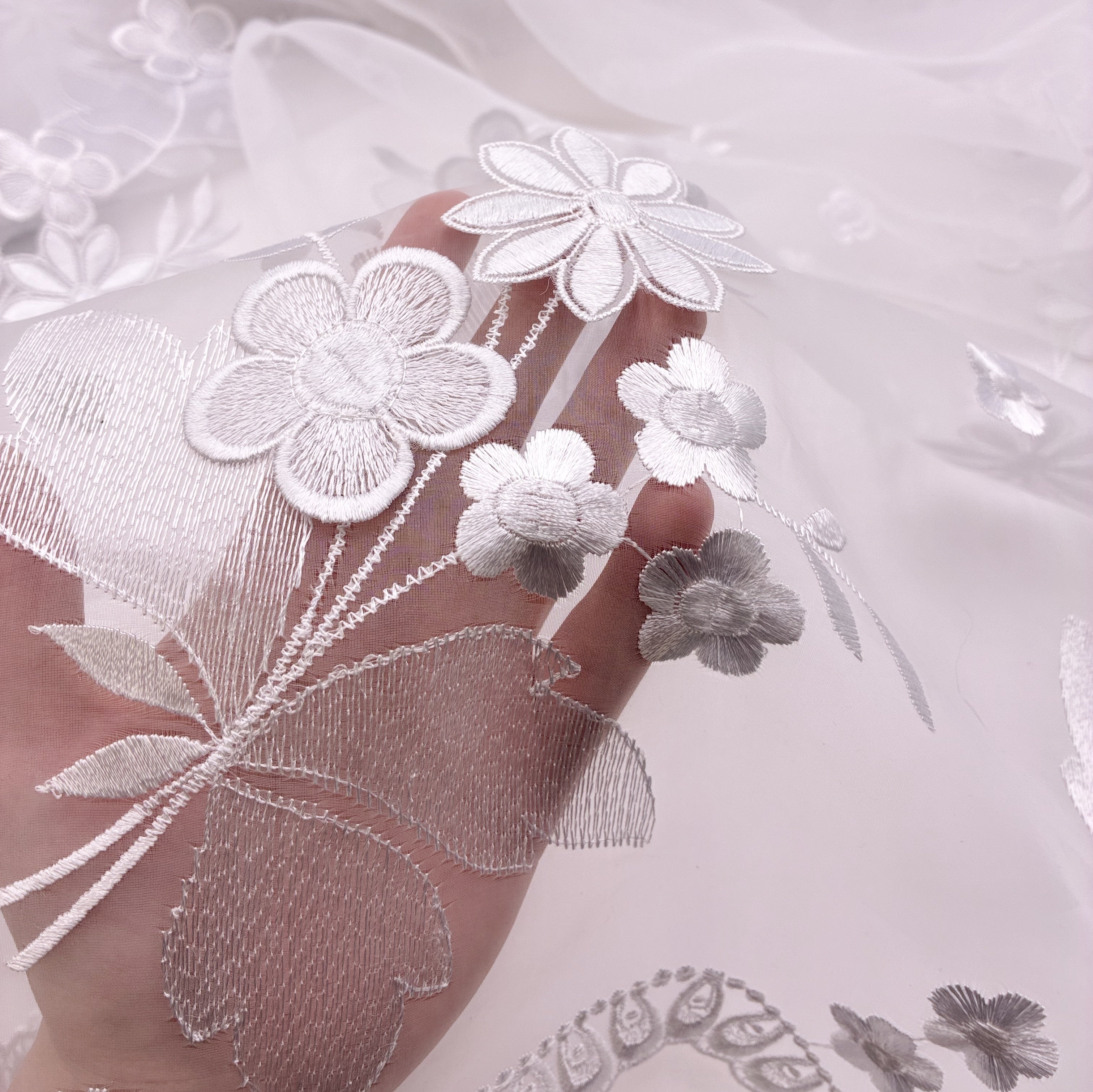 Emboridered Mesh Home Decor - Winter Blossom (HDH0859:60)
