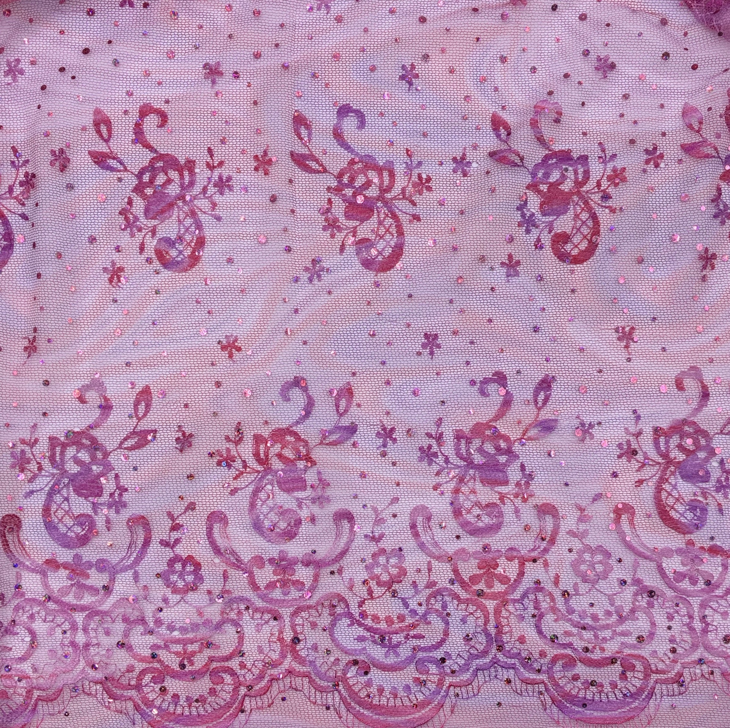 Fine Knit Stretch Mesh - Rose Sparkle (KLM0238)