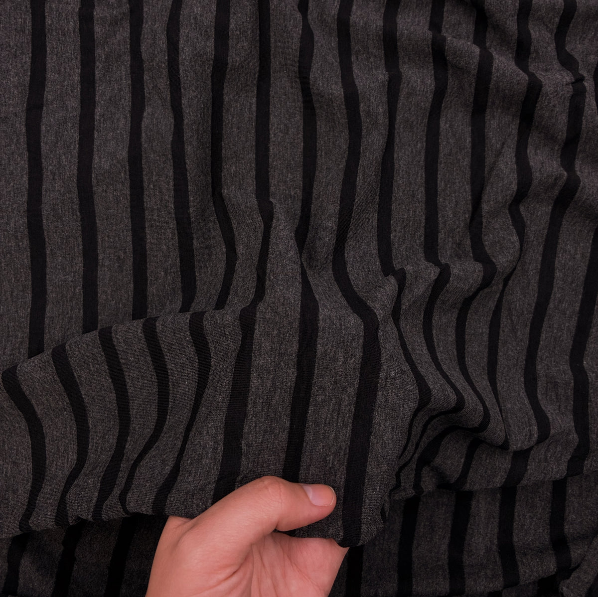 Cotton Jersey - Charcoal Stripe (KJE1606:7)
