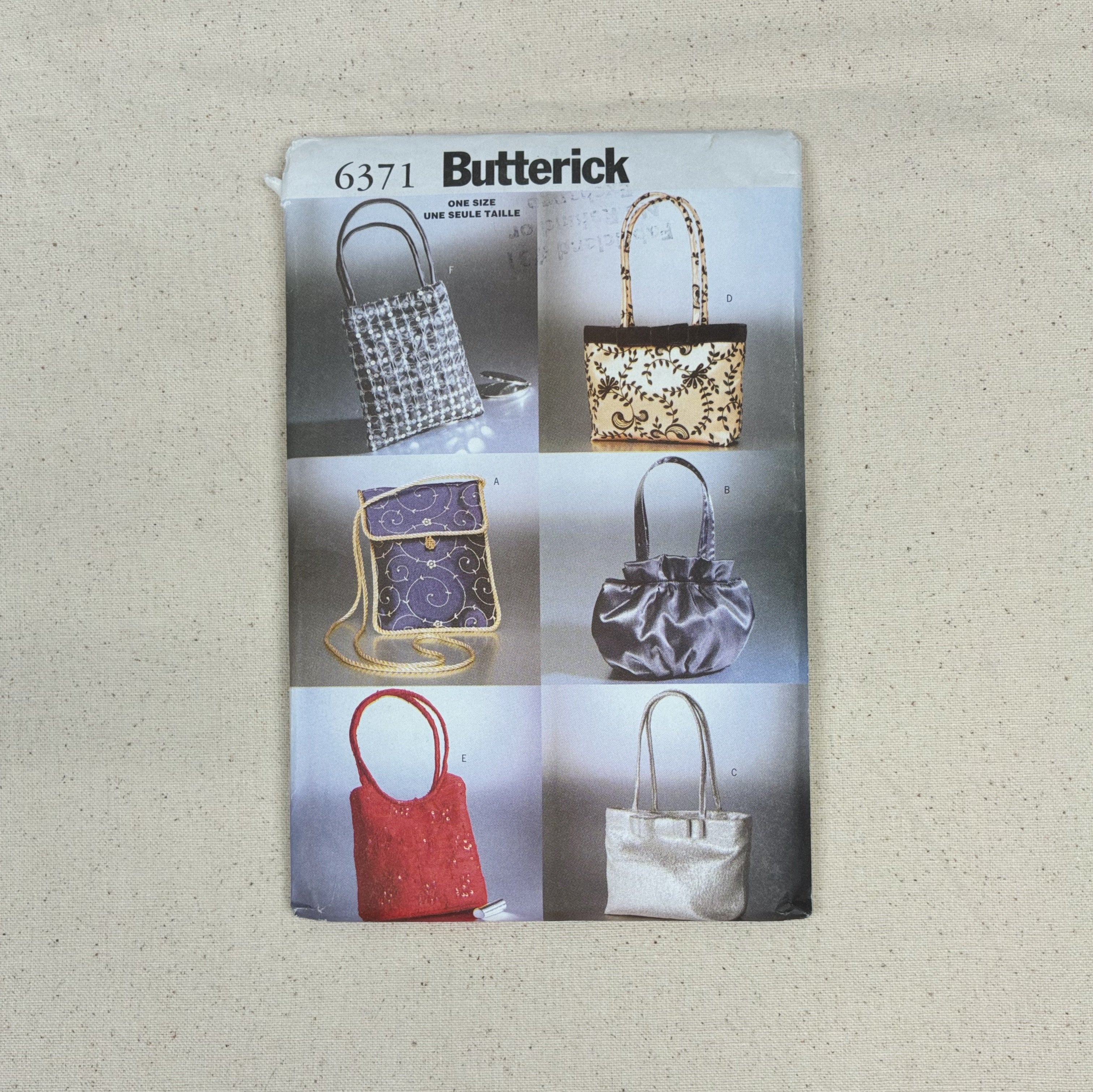 Bag Making Pattern - Butterick 6371 (NPA0393)