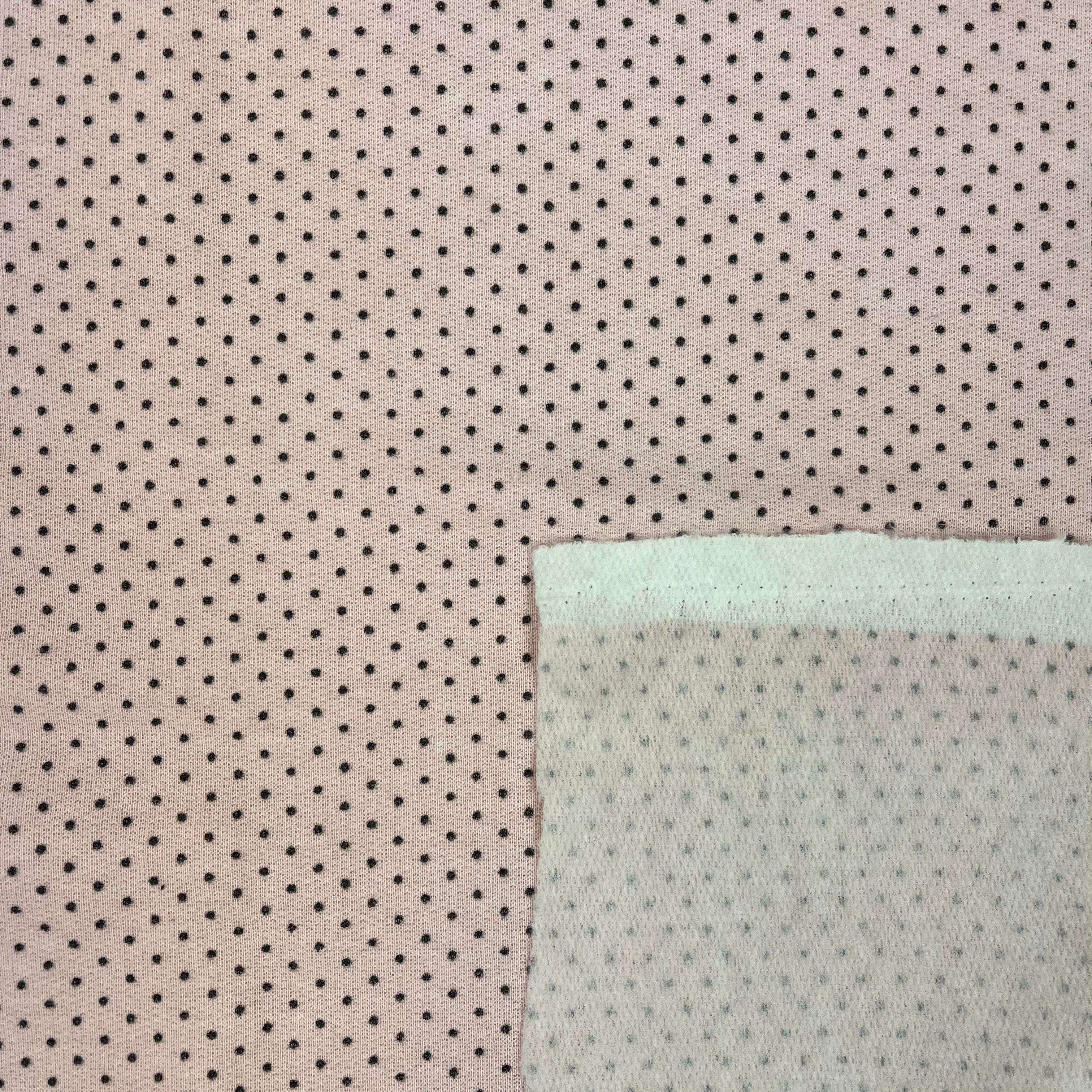 Fleece-back Knit - Pink with Black Dots (KXX0233)