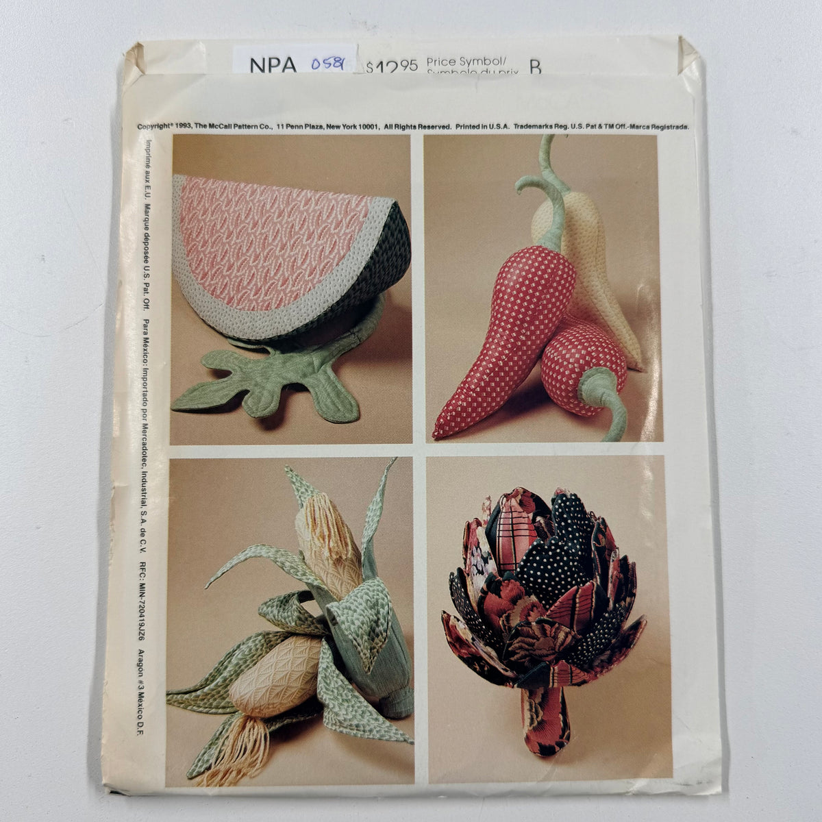 McCall's Craft Pattern - 835 Fabric Vegetables (NPA0581)