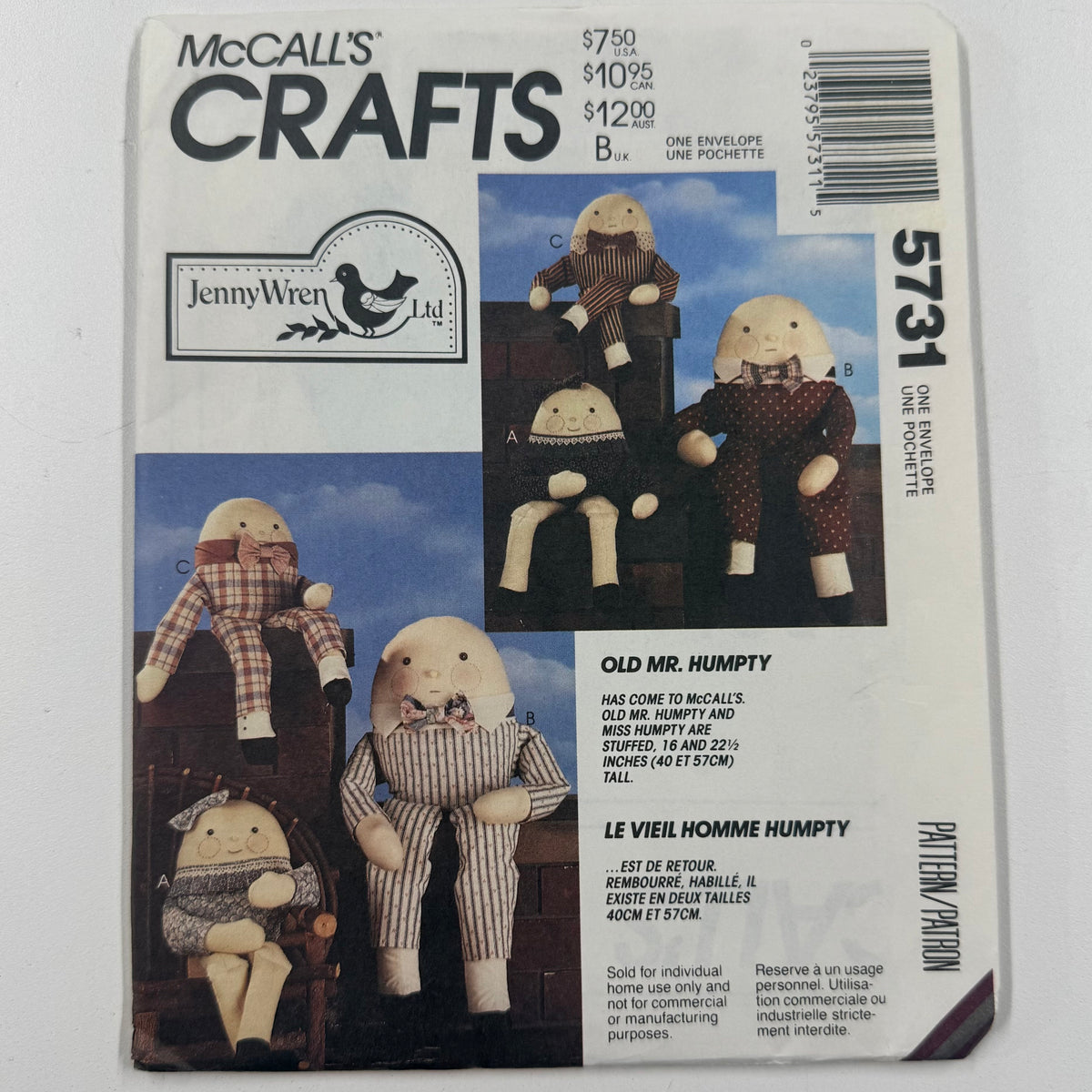 McCall's Craft Pattern - 5731 Humpty Dolls (NPA0585)