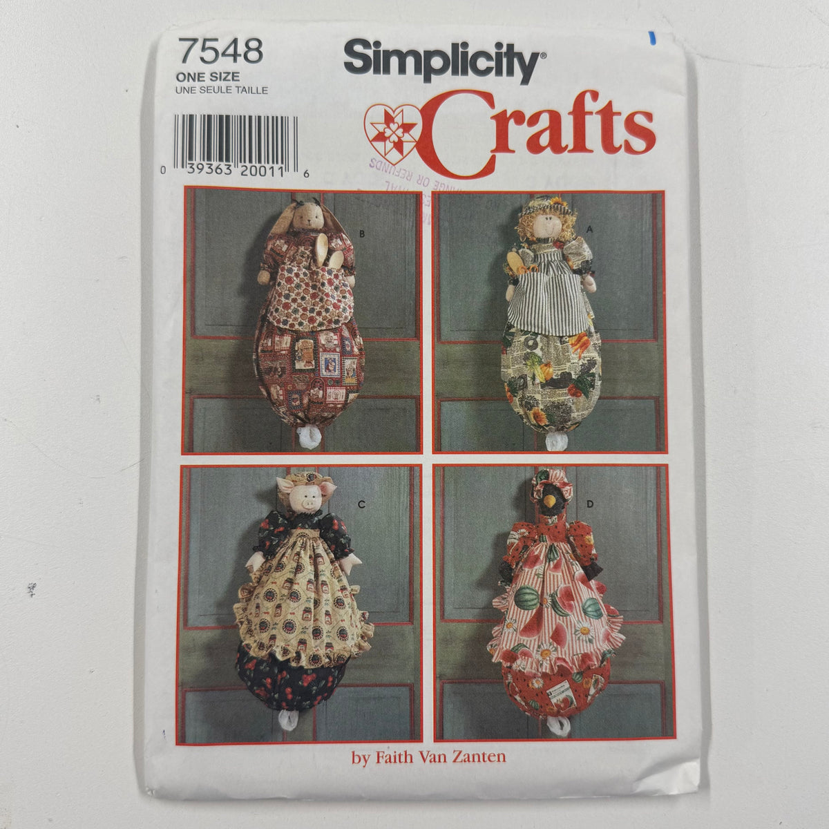 Simplicity Craft Pattern - 7548 Plastic Bag Holder (NPA0599)