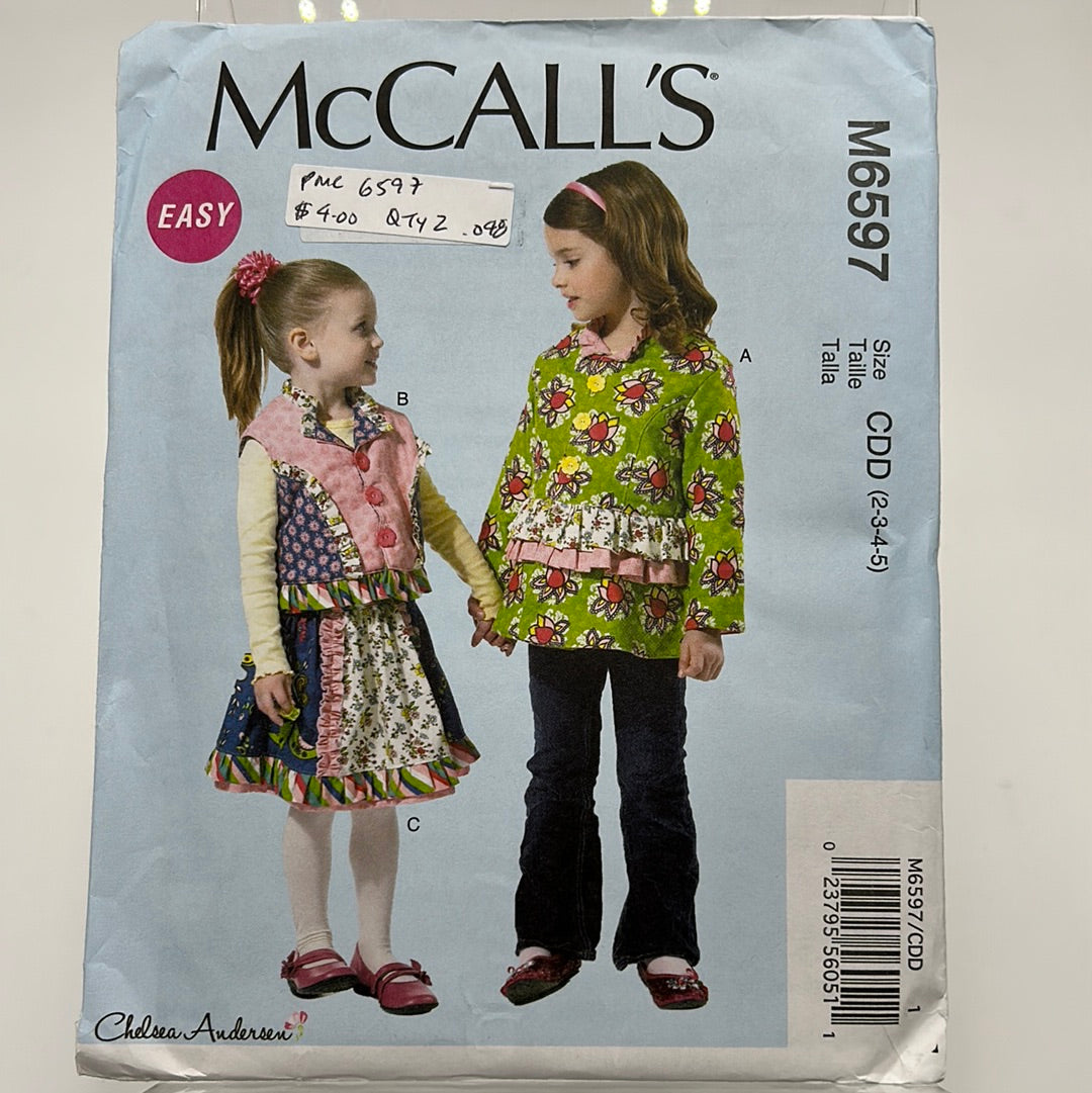 MCCALL'S Kids Pattern, Children's/Girl's Jacket, Vest & Skirt (PMC6597)(NPA)