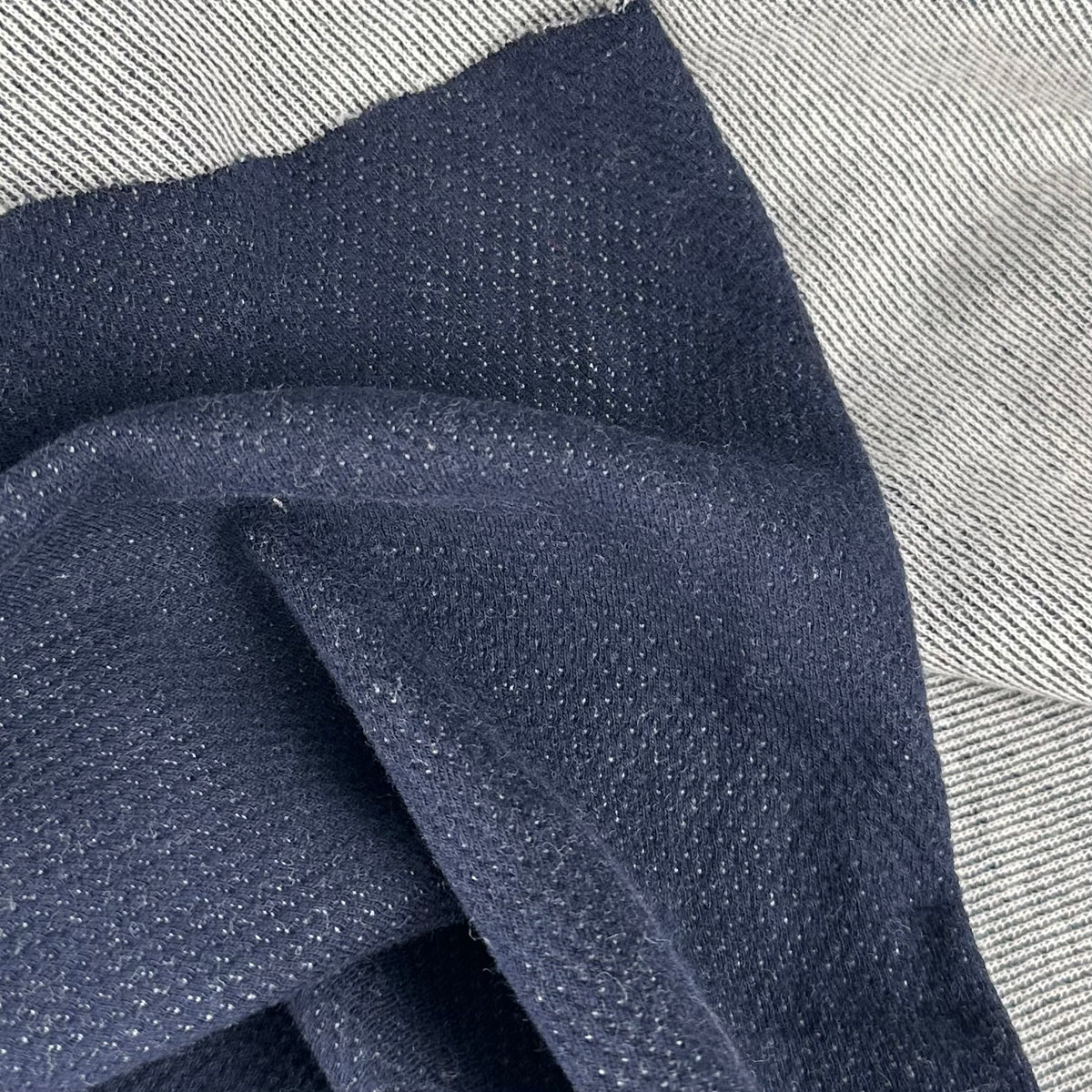 Cotton Melange Mix Sweater Knit, Navy (KSW0382)
