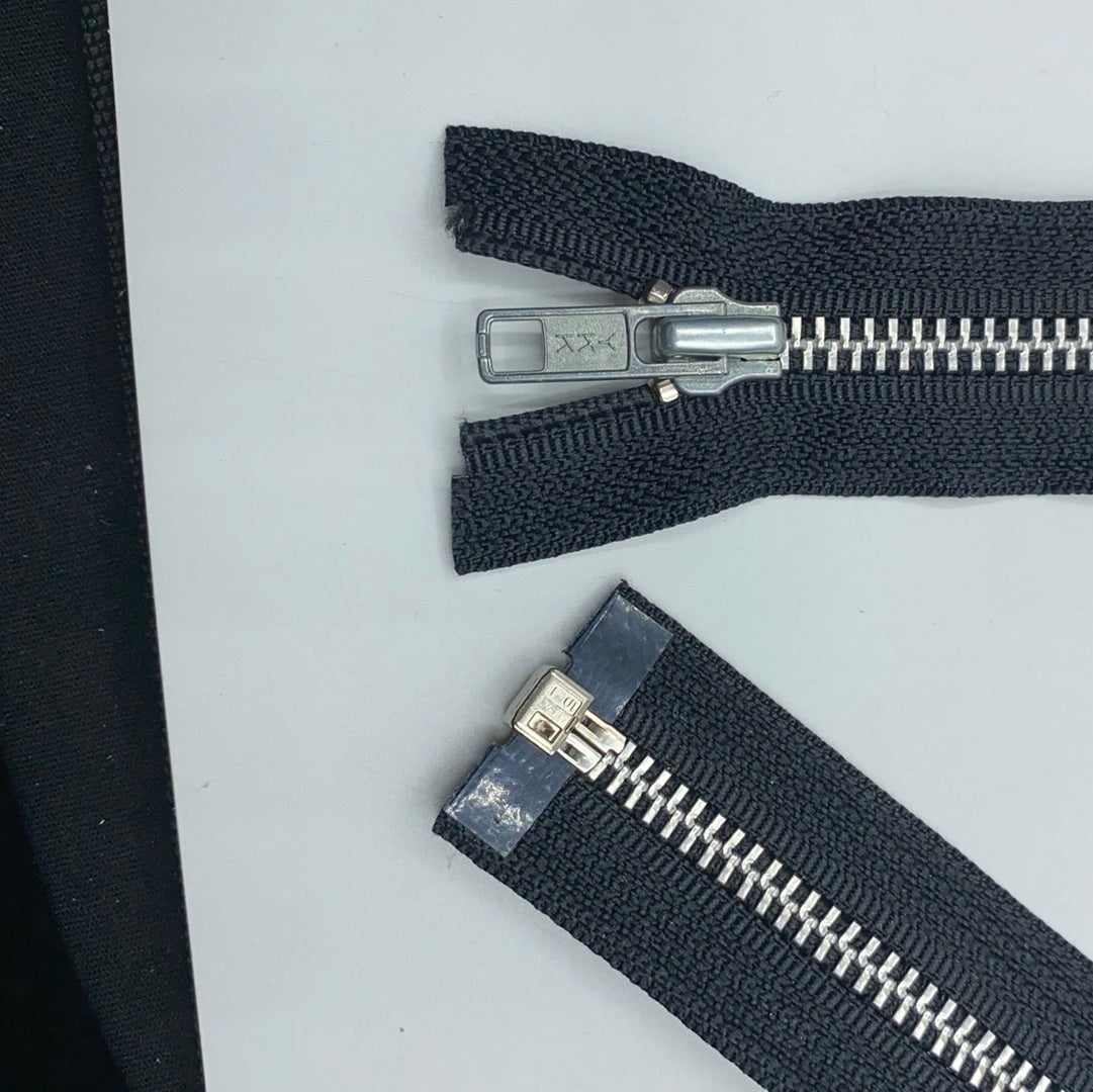 Separating Metal Zipper, Ivory & Black (61cm-76cm) (NZP0182:196)