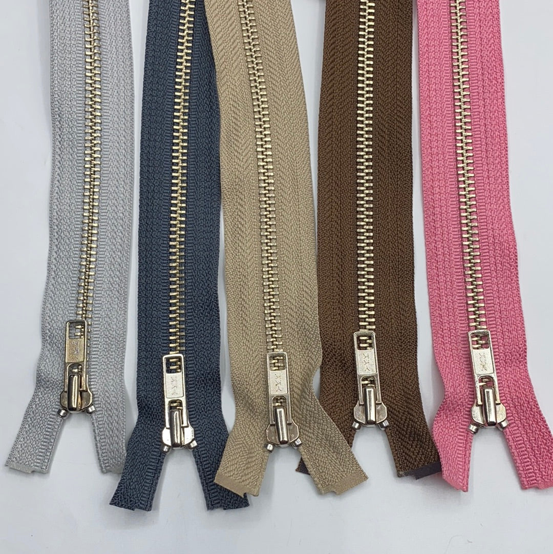 Separating Metal Zipper, Greys, Tan, Pink & Brown (66cm-76cm) (NZP0265:0275)
