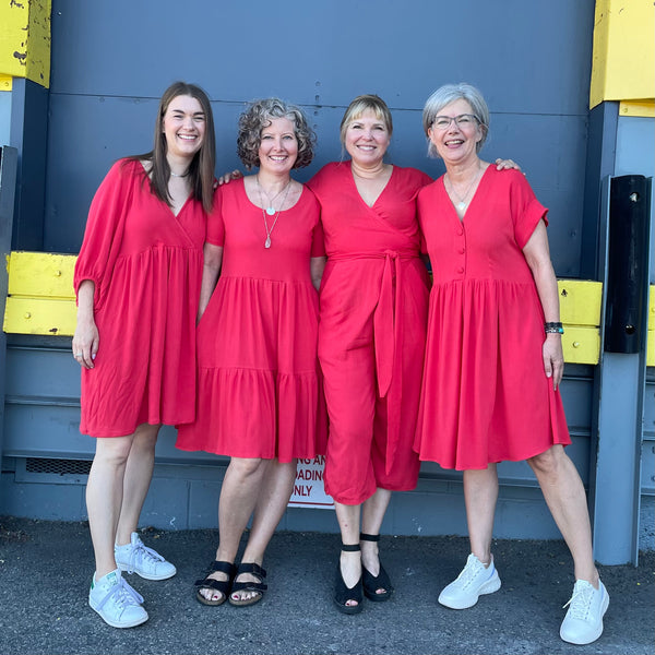 Sewing with our hibiscus stretch rayon