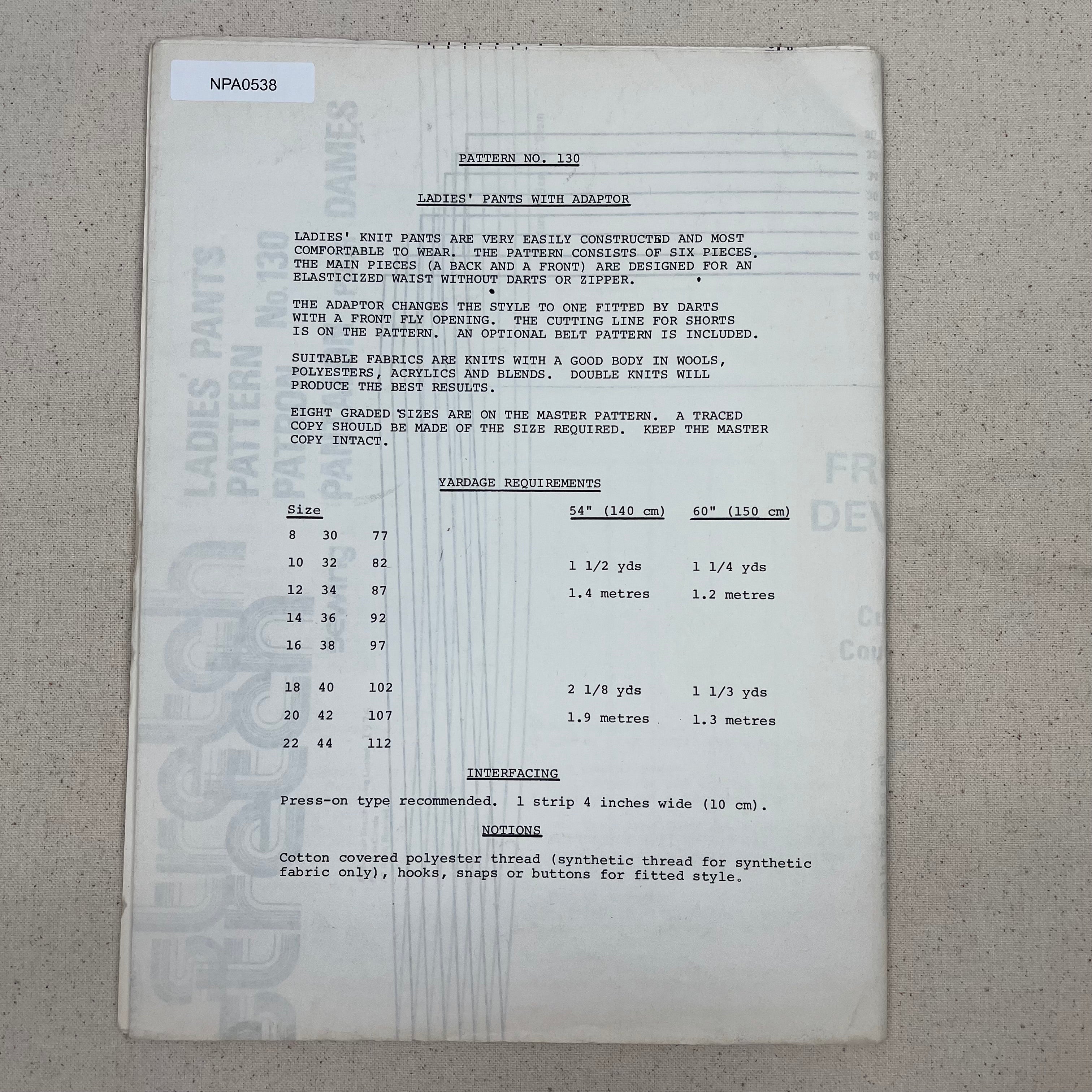Bouclair Studios Stretch Pattern - 130 Pants with Adaptor (NPA0538)