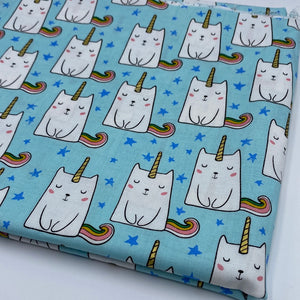 Riley Blake Quilting Cotton,  Unicorn Cats (WQC1453)