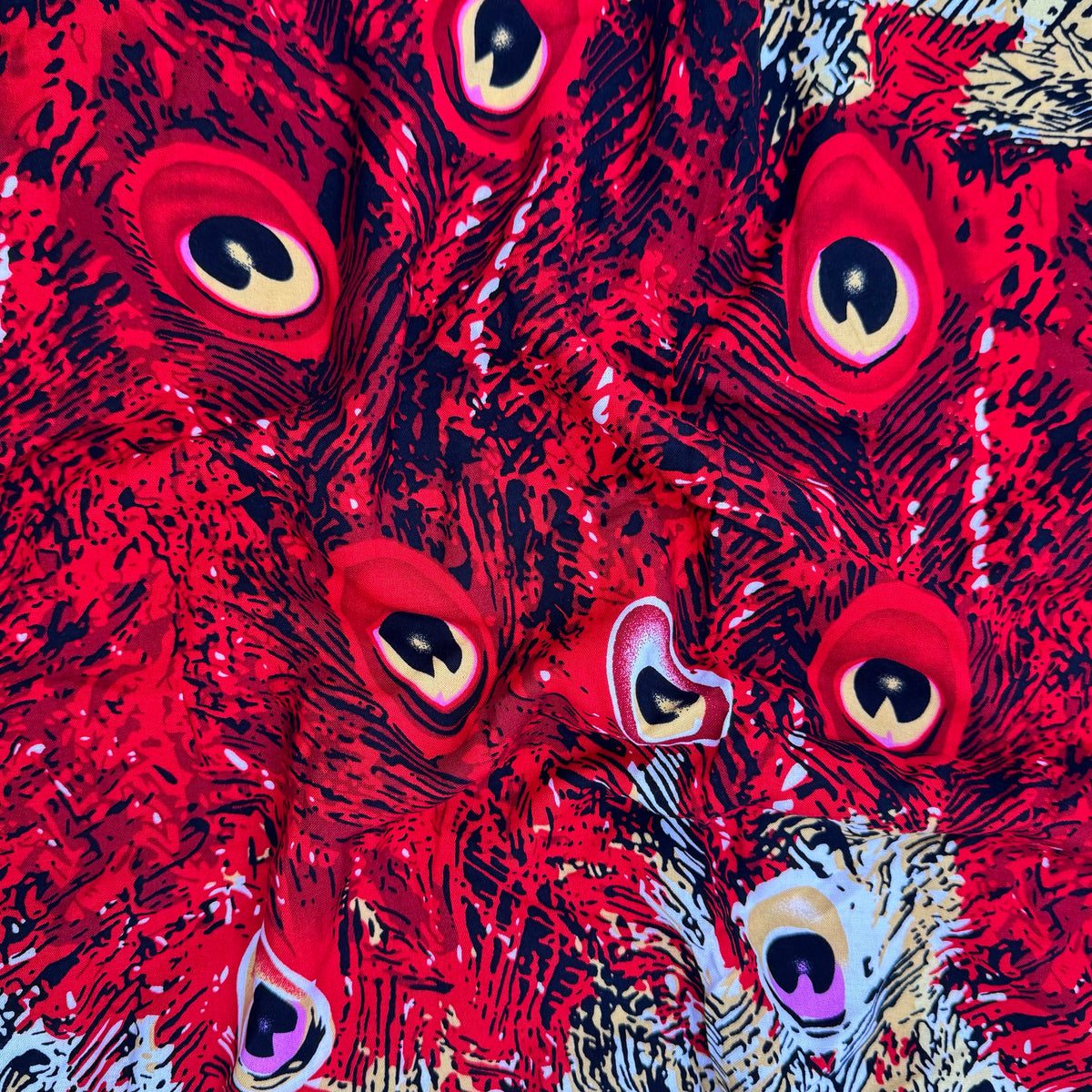 Rayon Shirting - Red Peacock Feather (WDW3715)