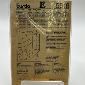 BURDA Pattern, Misses' Coat (PBR5516)