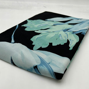 Large Scale Slinky Knit, Black Blue & Green Floral (KIT0191)