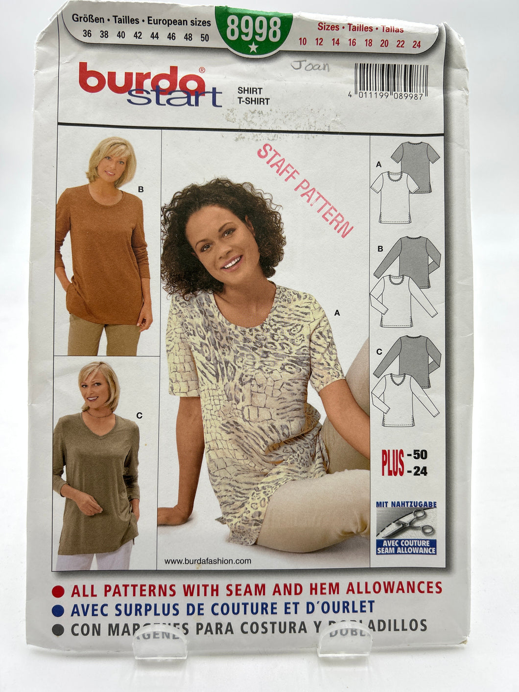 BURDA Pattern, Misses' Tops (PBR8998)