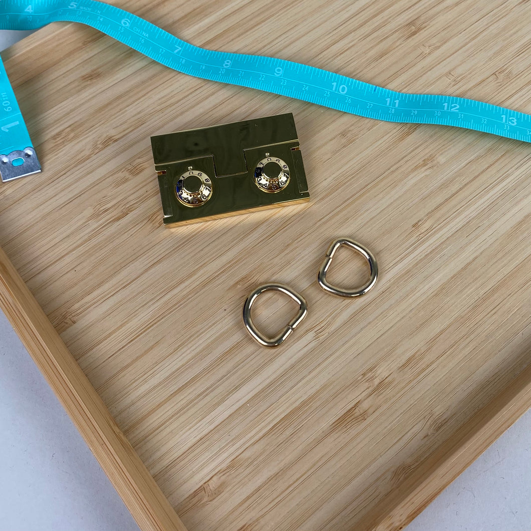 Combination Lock + 20mm D-Rings (x2) - Gold Tone (NXX1555)