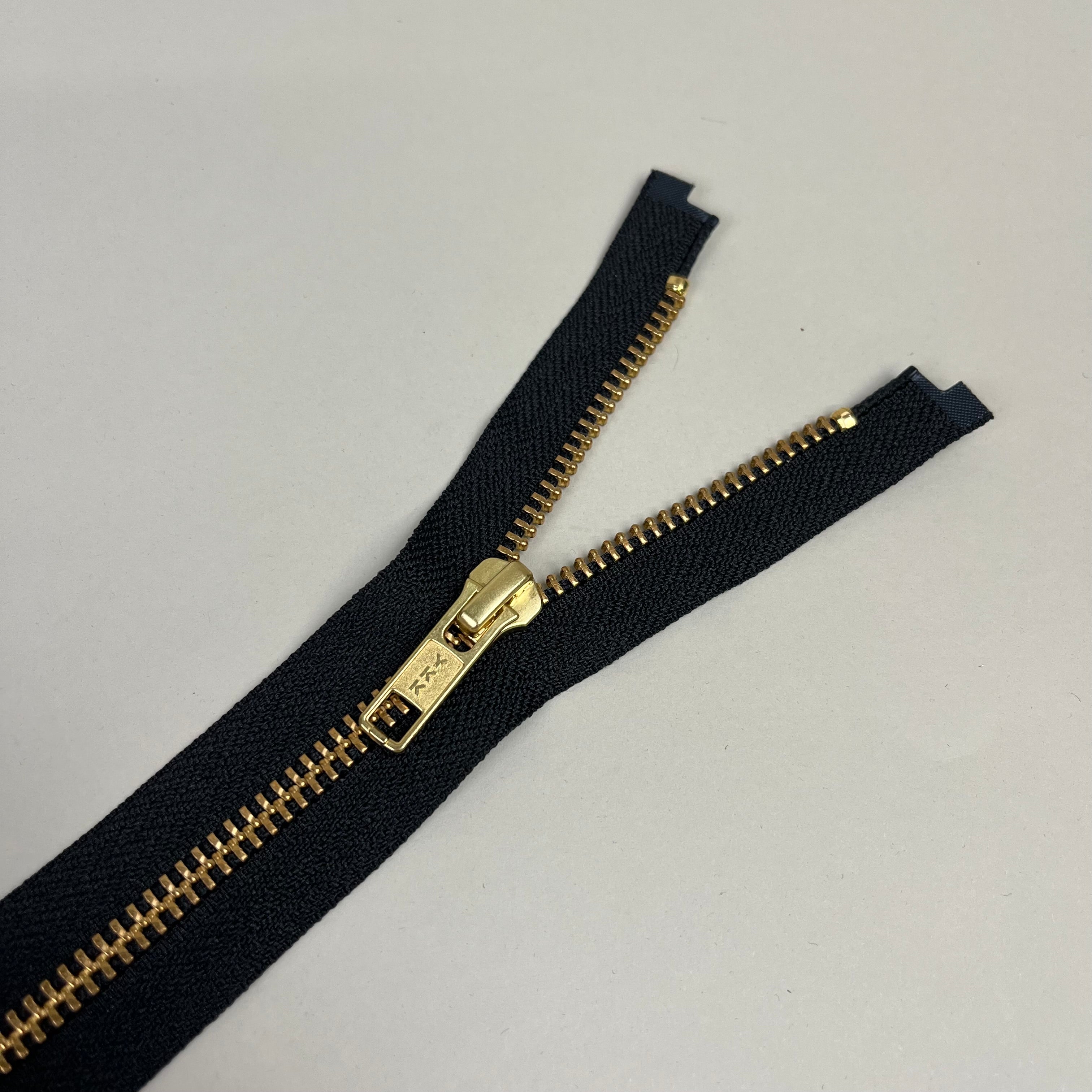 Two-Way Metal Zipper - Black & Gold 22.8" (NZP0389)