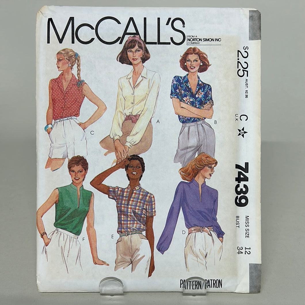 Vintage MCCALL'S Pattern, Misses' Shirts (PMC7439)