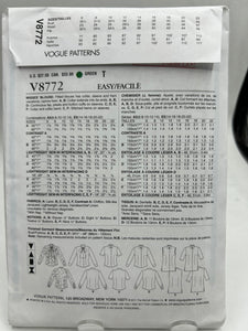 VOGUE Pattern, Misses' Blouse (PVO8772)