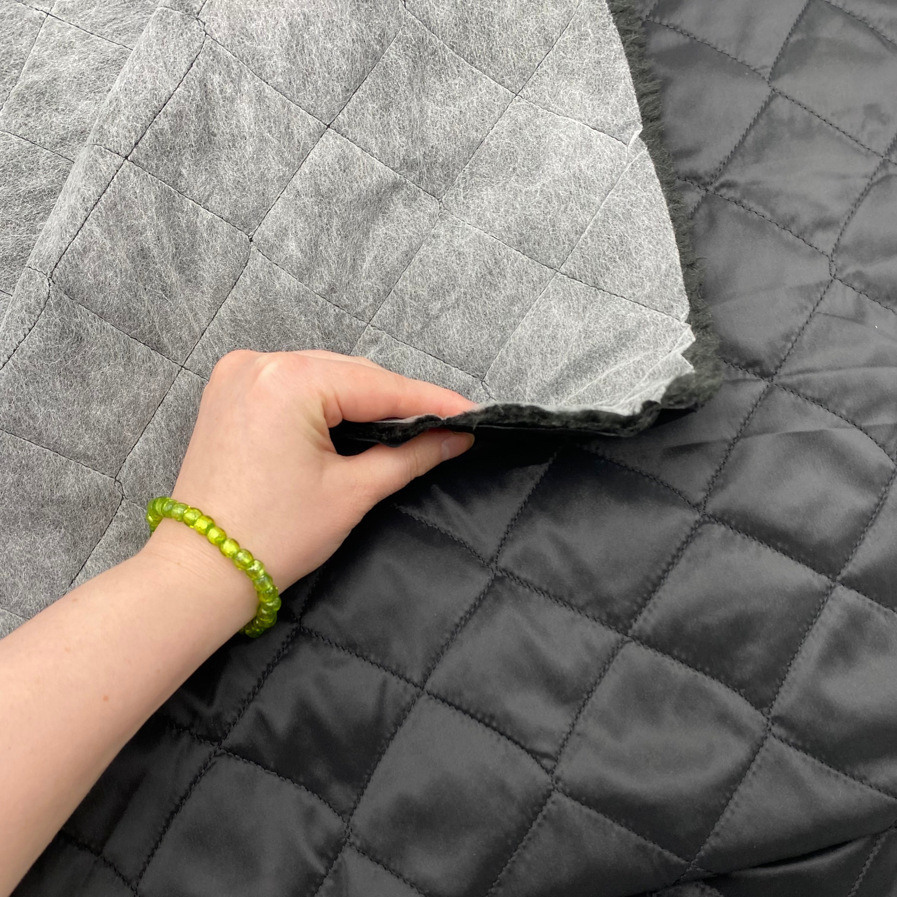 Quilted Coat Lining - Black (WLN0024)