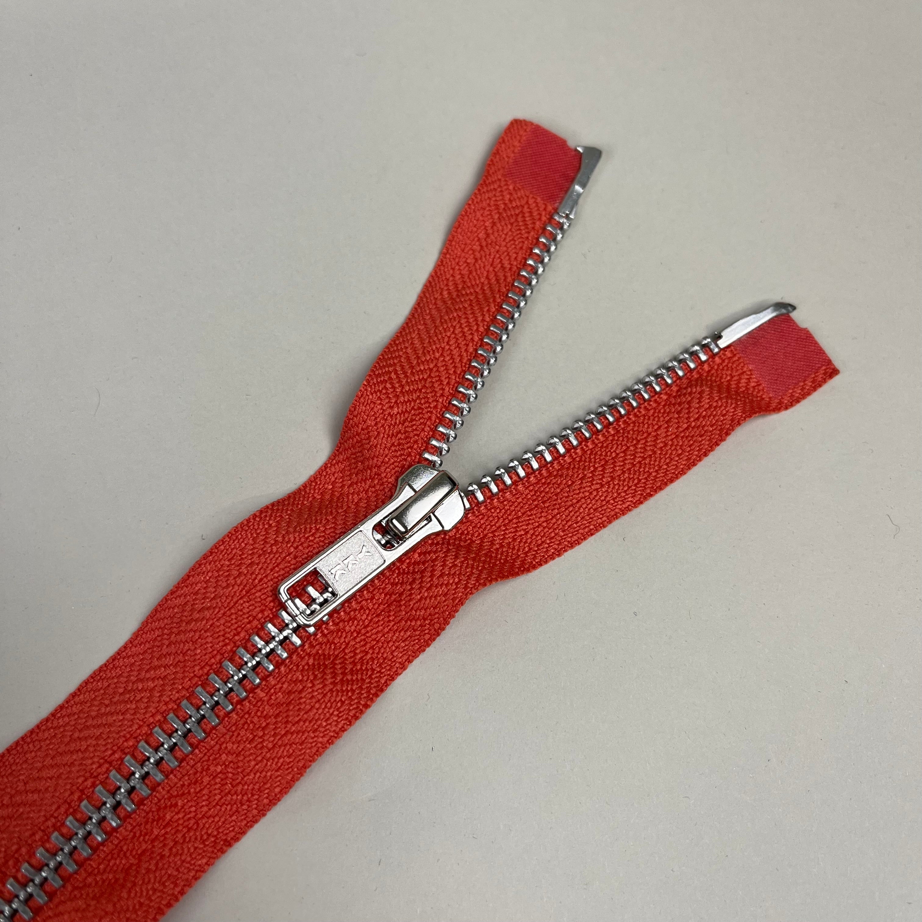 Two-Way Metal Zipper - Coral & Silver 32" (NZP0331)