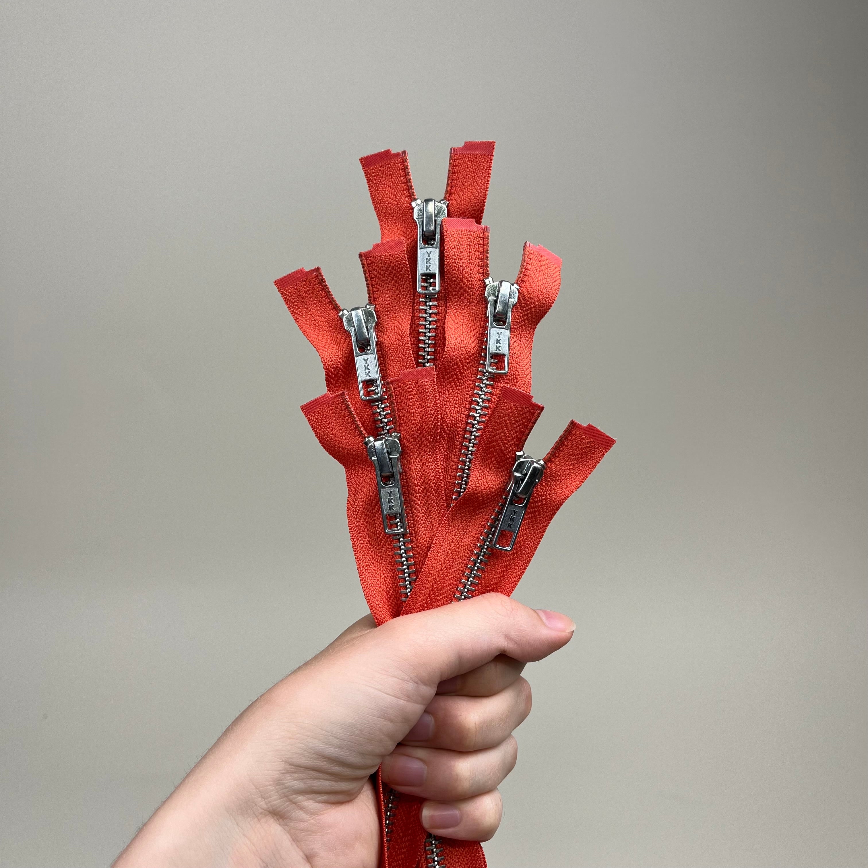 Closed-End Metal Zipper - Coral & Silver 21.5" (NZP0336)