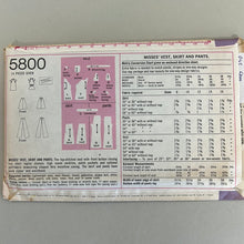 Load image into Gallery viewer, SIMPLICITY Vintage Pattern, Misses&#39; Vest, Skirt &amp; Pants (PSI5800)
