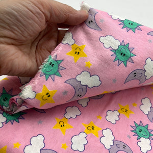 Cotton Flannelette, Pink with Clouds (WFL0285)