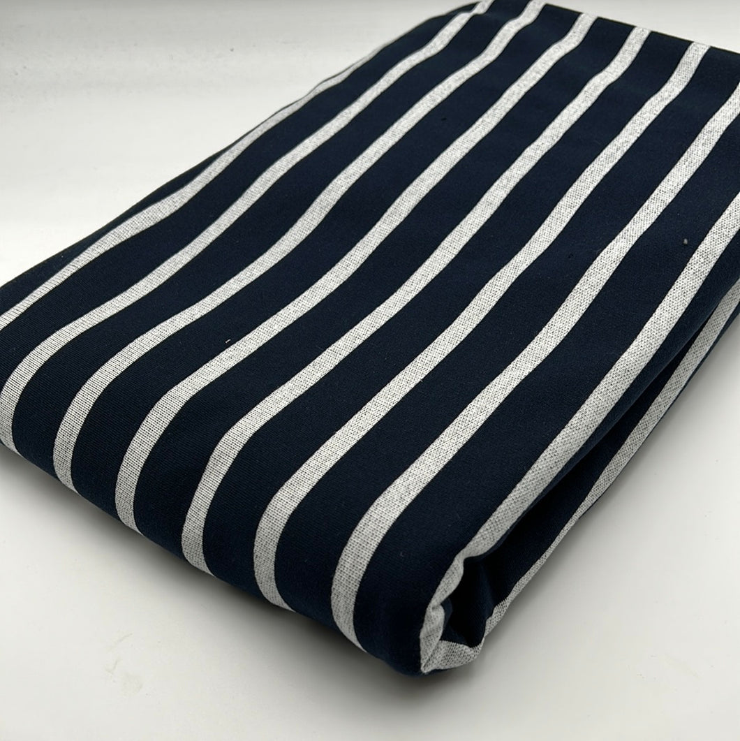 Cotton Sweater Knit, Navy & White Stripe (KSW0398)